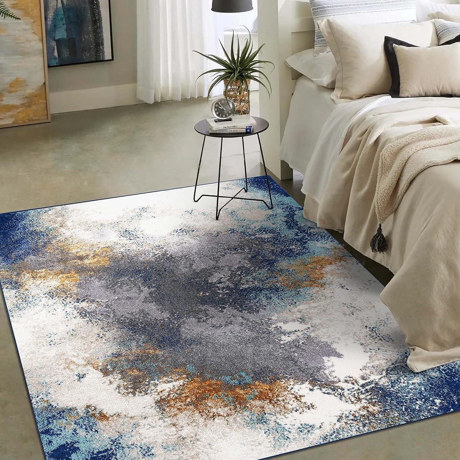 Luxe Weavers Beverly Collection 8445 Blue 8x10 Modern Abstract Area Rug