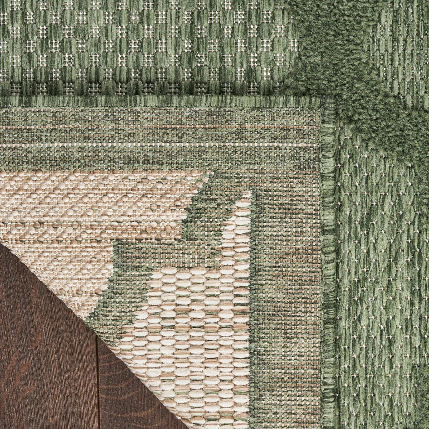Nourison Easy Care Trellis Flatweave Indoor Outdoor Area Rug 6' x 9' Green