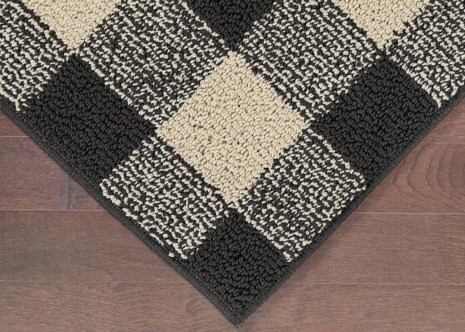 Garland Rug Country Living Buffalo Plaid Polypropylene Black/Ivory Indoor/Outdoor Area Rug, 5' x 7'