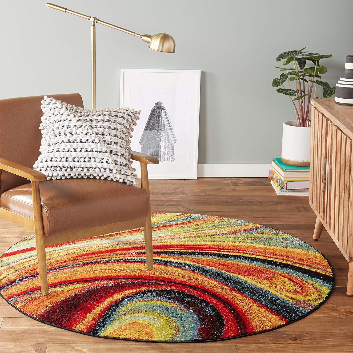 Home Dynamix Splash Adja Contemporary Abstract Swirl Area Rug, Red/Blue, 7'10"x10'2"