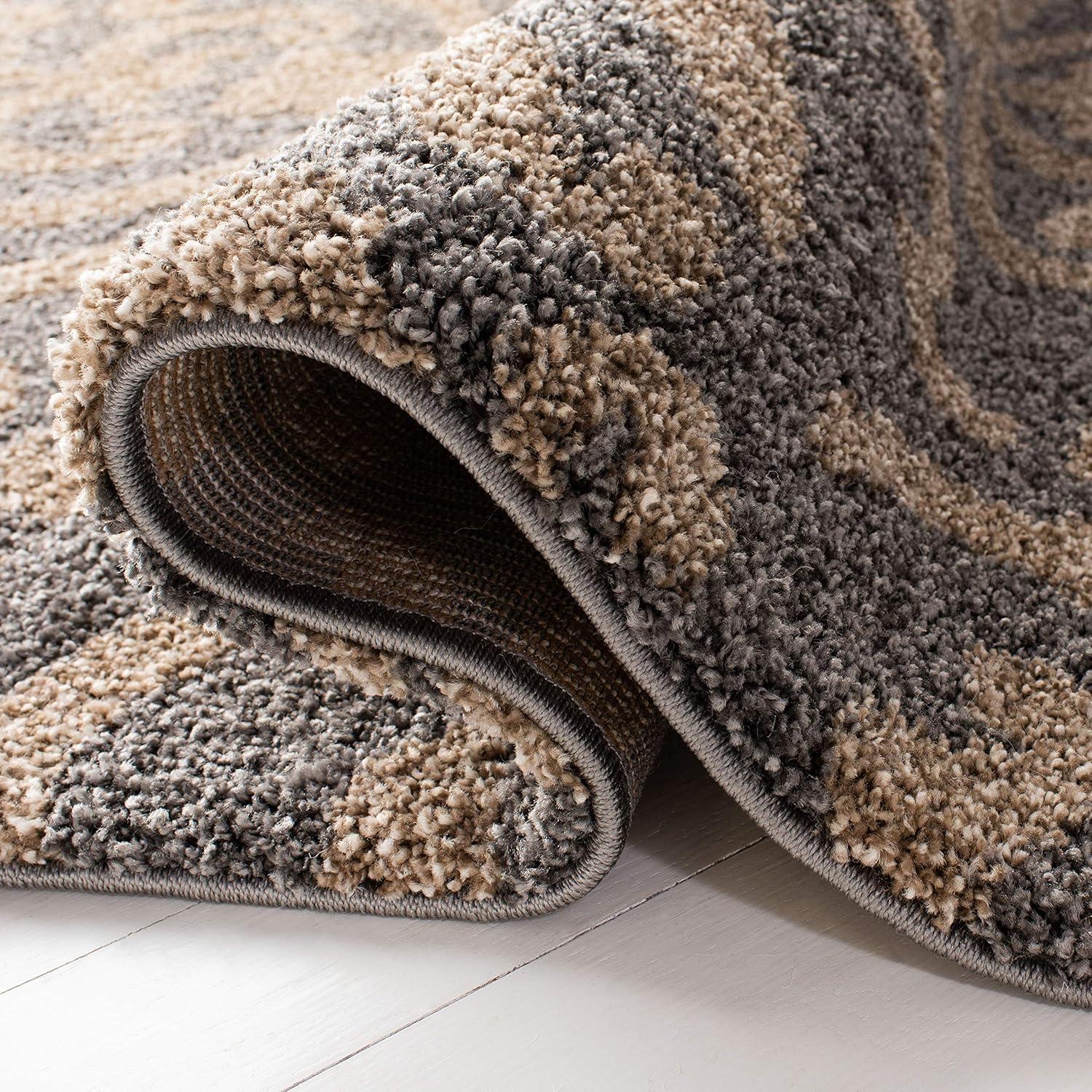 Florida Shag SG462 Power Loomed Indoor Area Rug - Grey/Beige - 4'x6' - Safavieh.