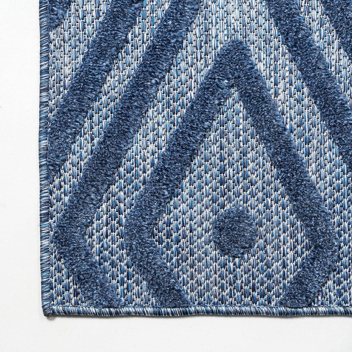 5'x8' Balansat Moroccan Diamond Indoor/Outdoor Area Rug, Navy - JONATHAN Y