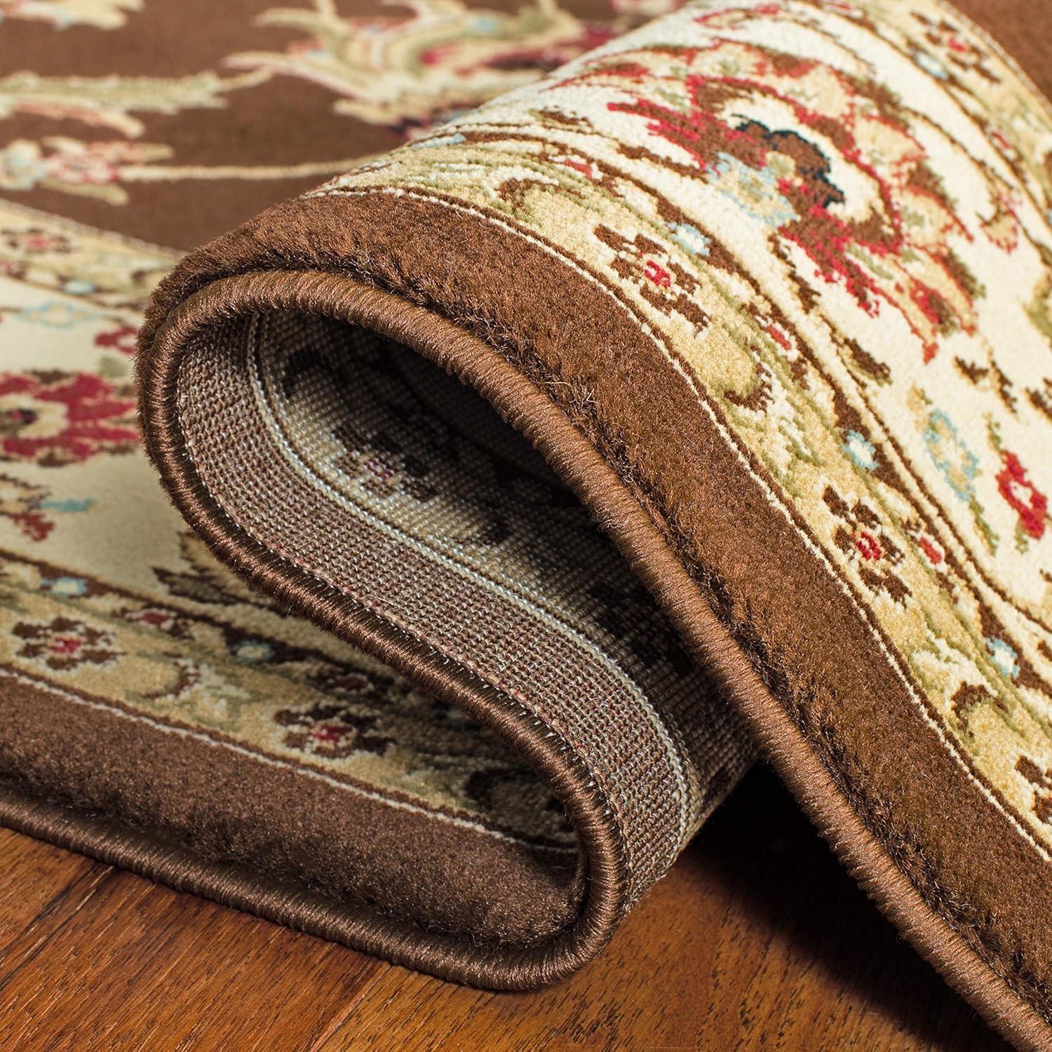 Lyndhurst LNH553 Power Loomed Area Rug - Brown/Ivory - 5'3" Round - Safavieh