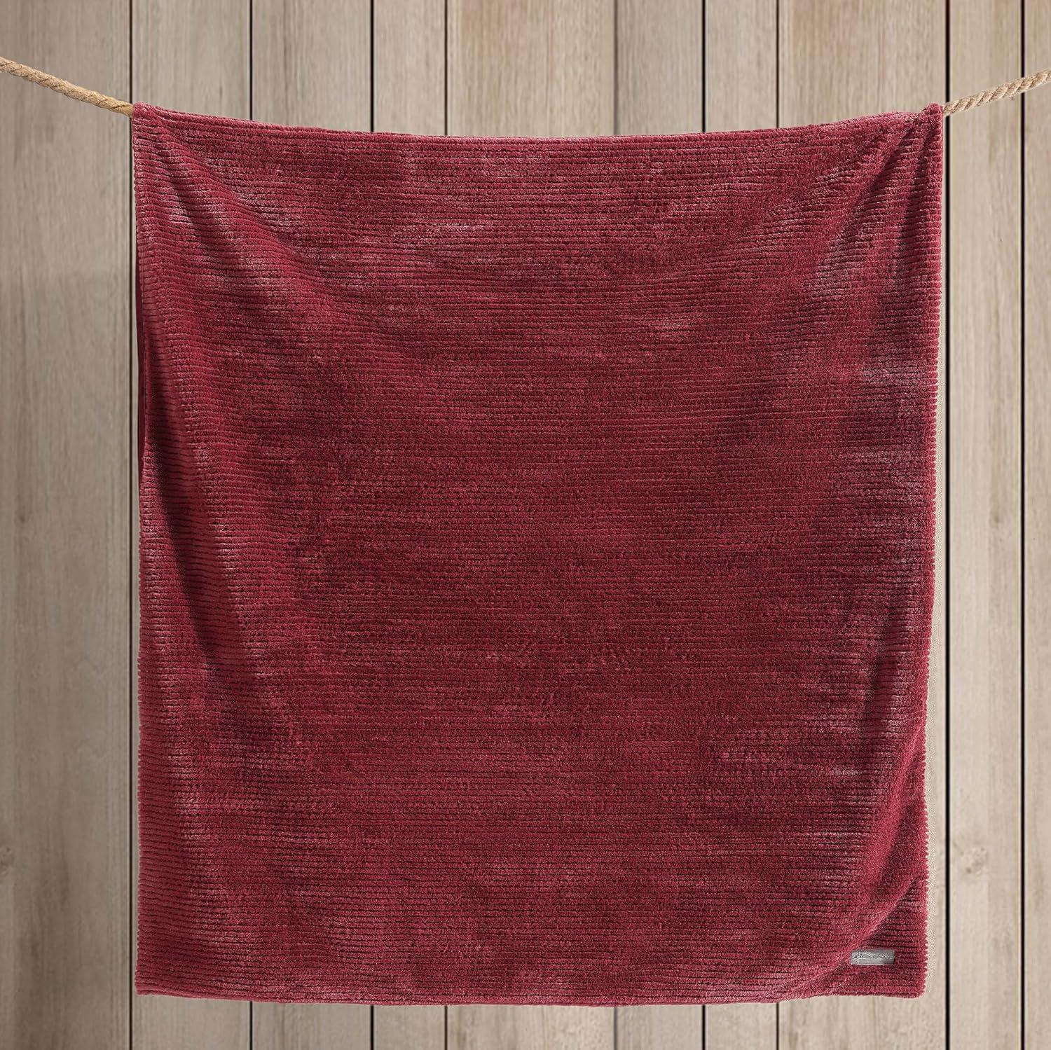 Cozy Ribbed Sherpa Fleece Throw Blanket - Reversible and Packable