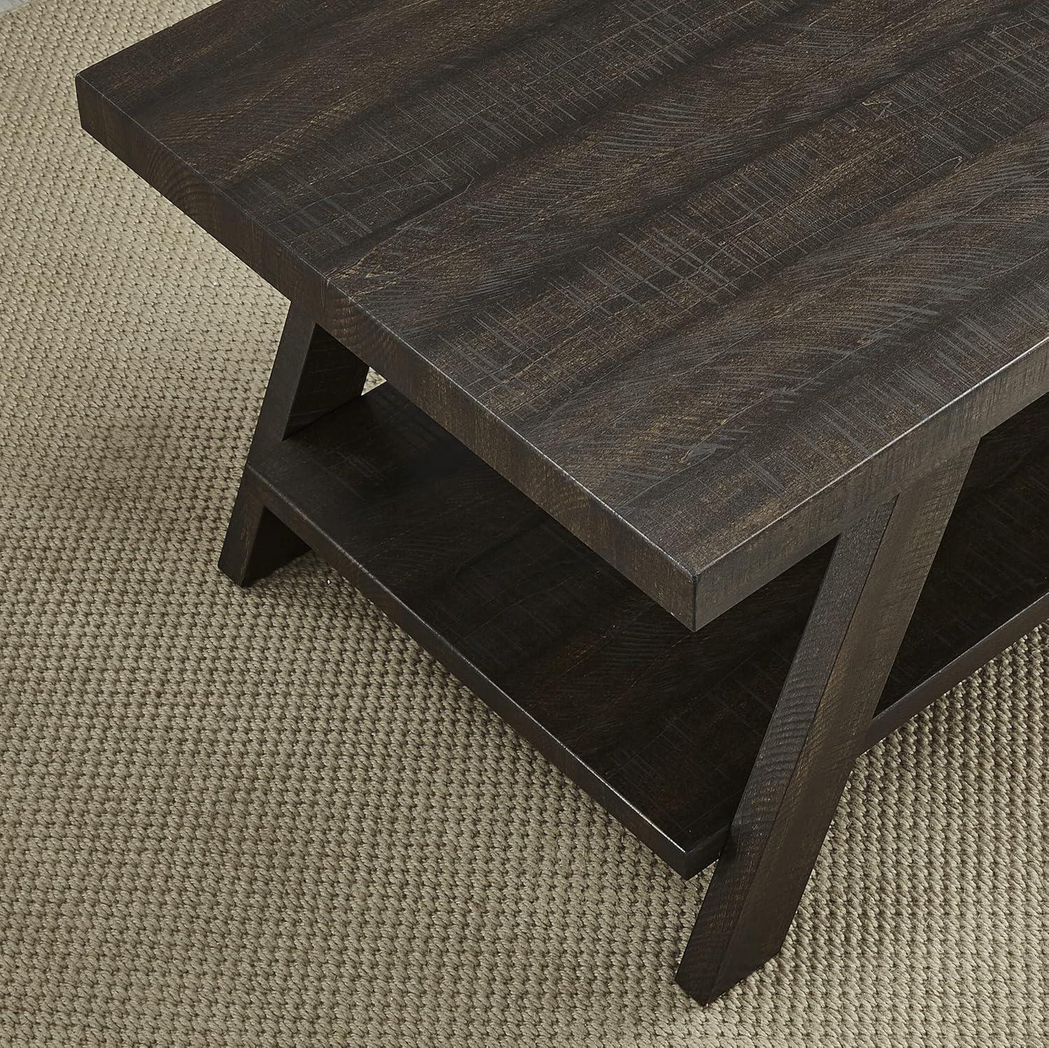 Roundhill Furniture Athens Contemporary Wood Shelf End Table in Weathered Espresso