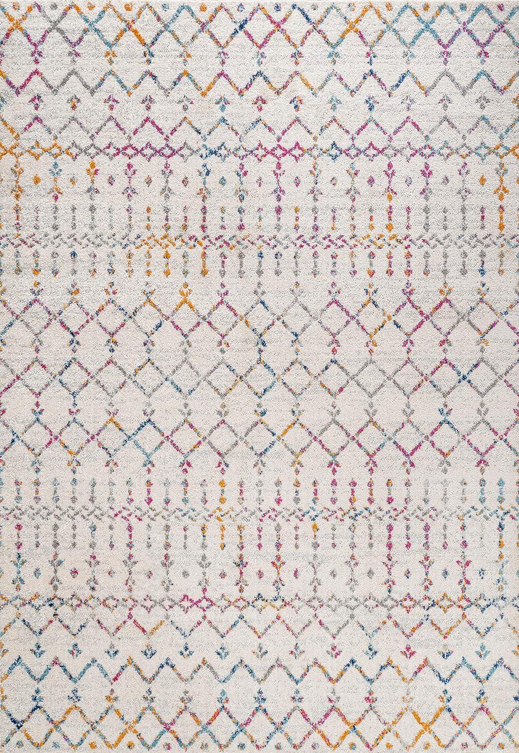 JONATHAN Y Moroccan HYPE Boho Vintage Diamond Ivory/Multi 4 ft. x 6 ft. Area Rug