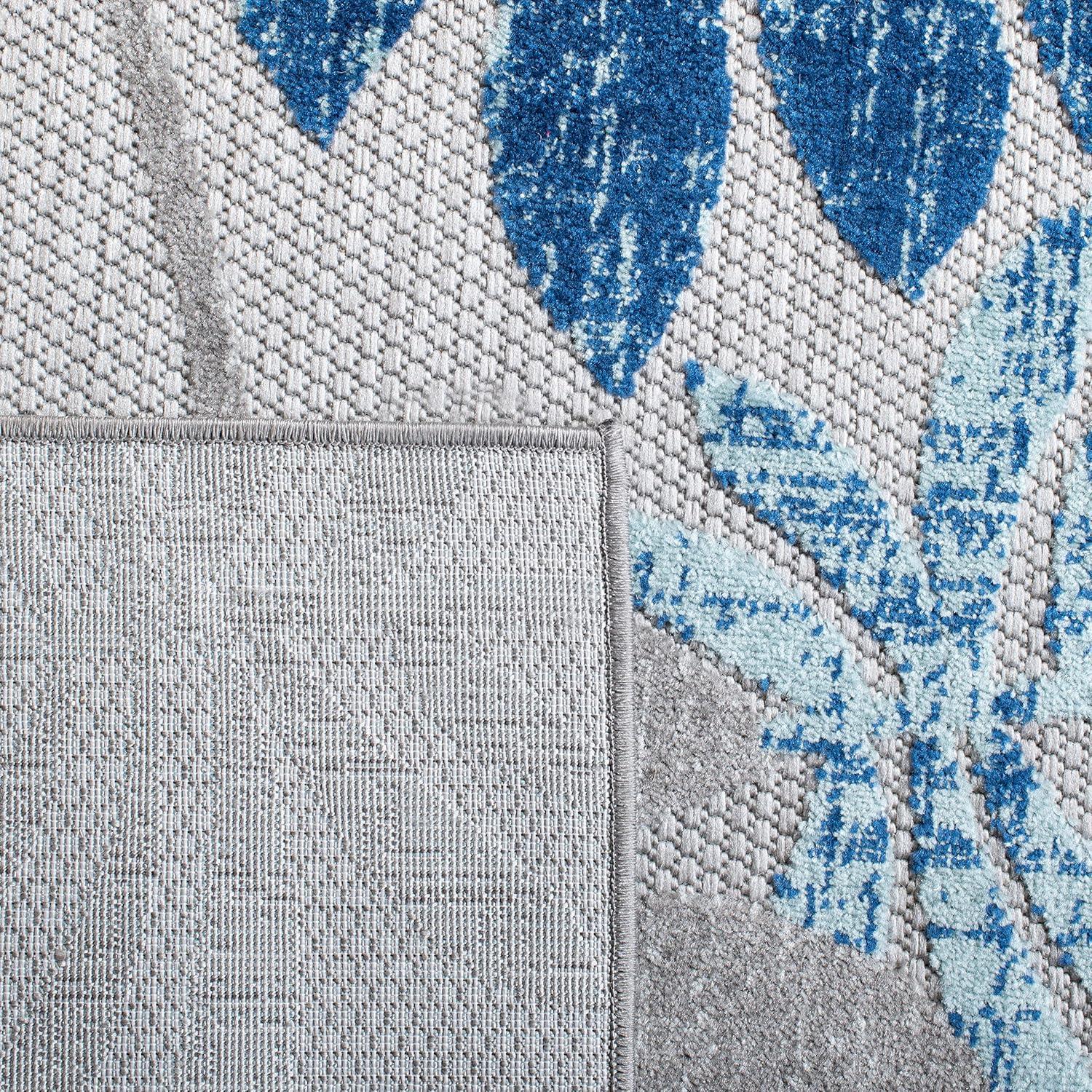 Cabana CBN814 Power Loomed Indoor and Outdoor Area Rug - Grey/Blue - 6'7"x6'7" - Safavieh.