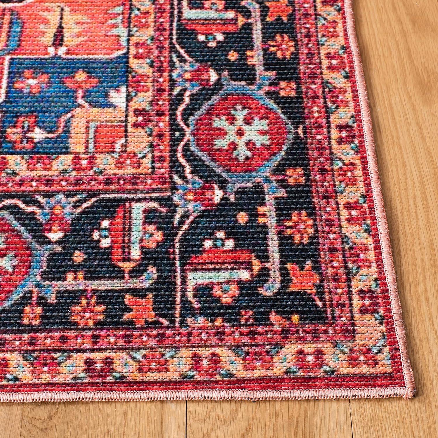 Abbeigh Oriental Cotton Red/Blue Area Rug