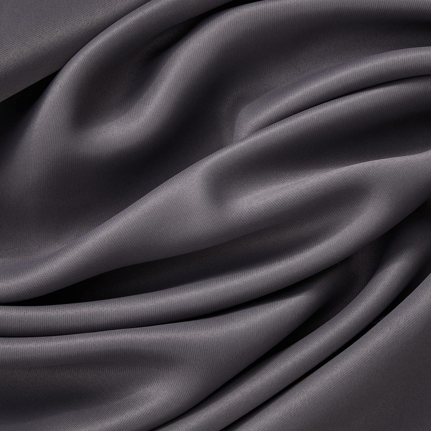 HLC.ME Oxford Curtains for Living Room, Room Darkening Energy Saving, Insulated Darkening Window Grommet Panels, Set of 2 - Charcoal, 52 W x 84 L