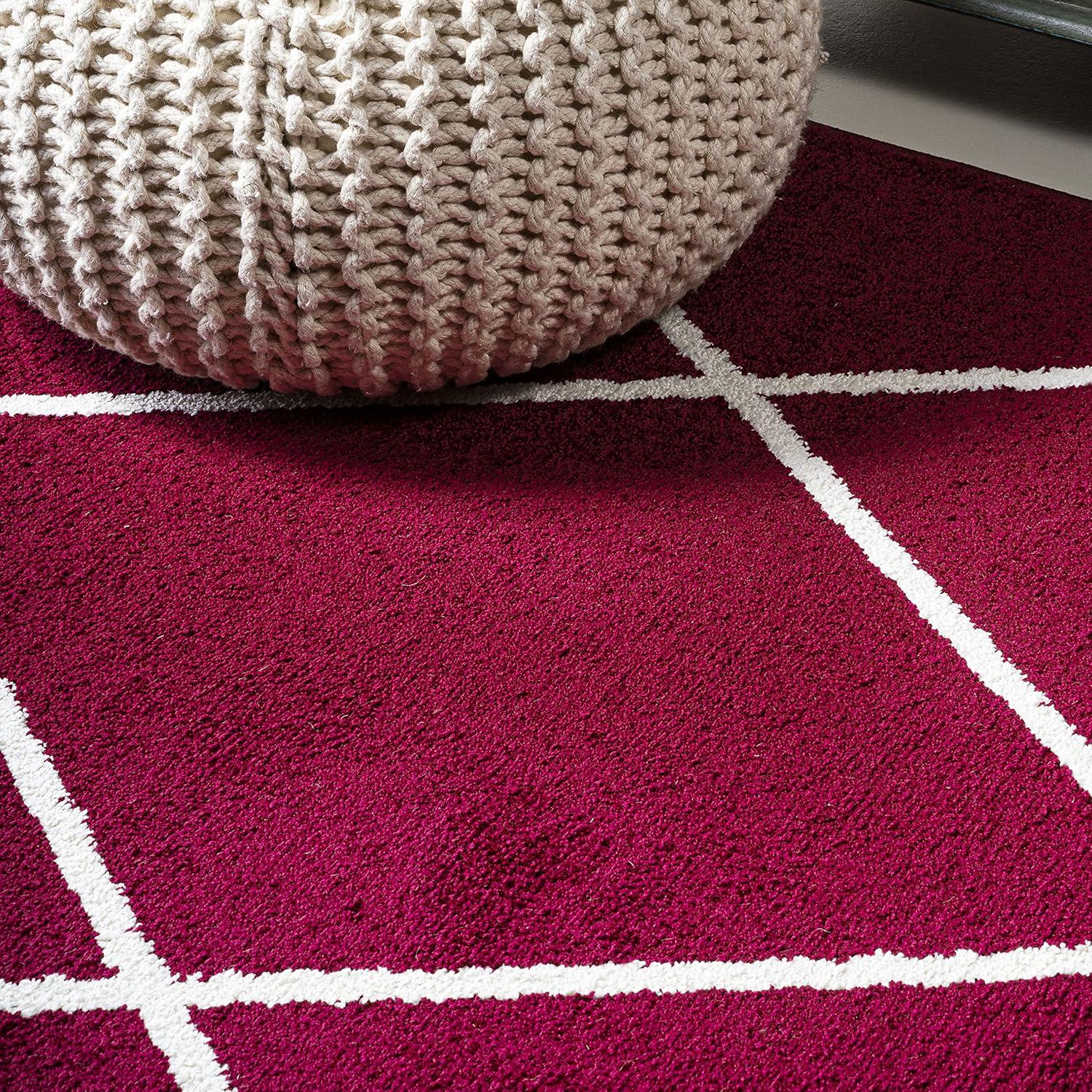 2'x10' Cole Minimalist Diamond Trellis Runner Rug, Red/White - JONATHAN Y