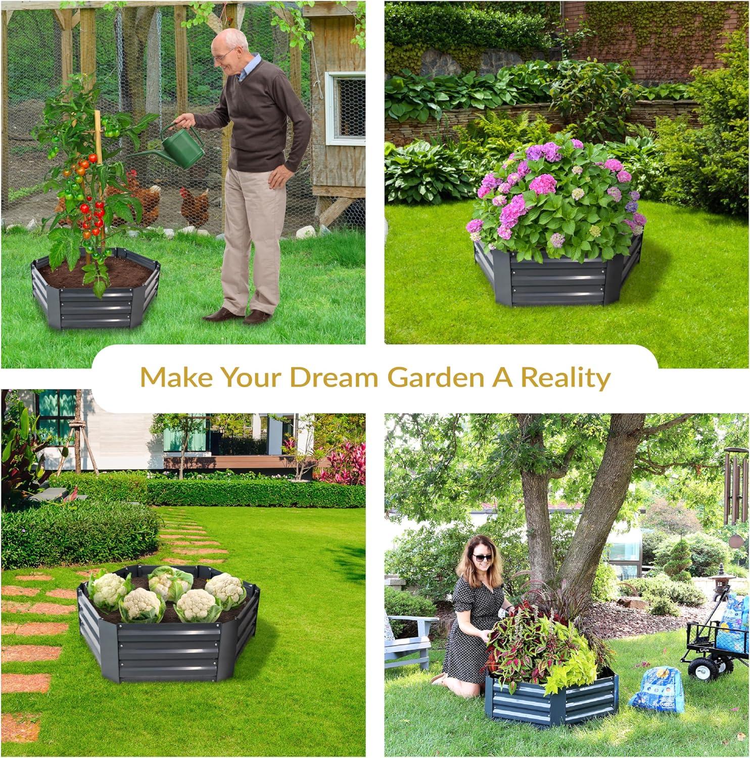 Irick Hexagon Galvanized Steel Raised Garden Bed - 40.5" x 36" x 11.75"