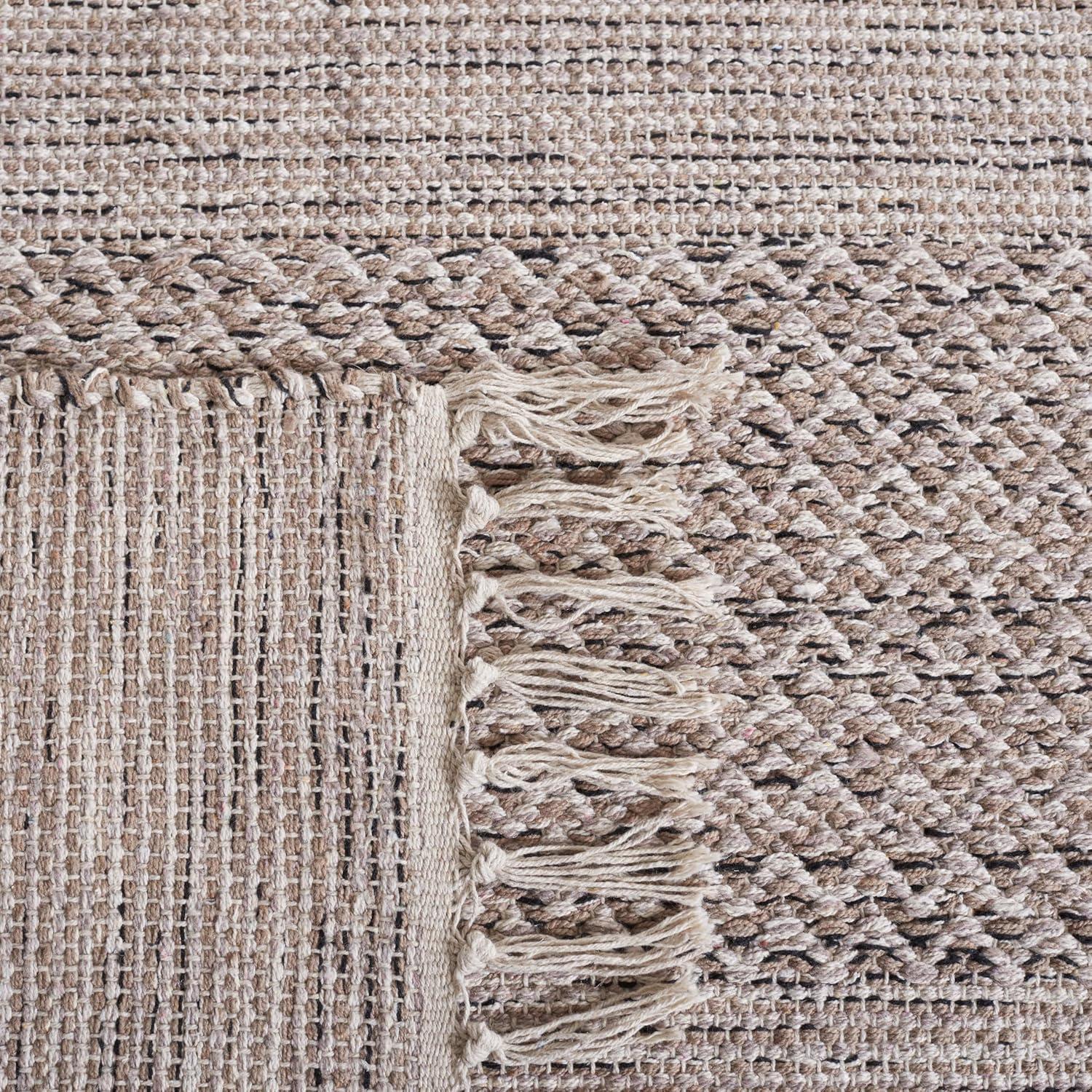 SAFAVIEH Montauk Karlene Geometric Cotton Area Rug, Ivory/Steel Grey, 11' x 15'