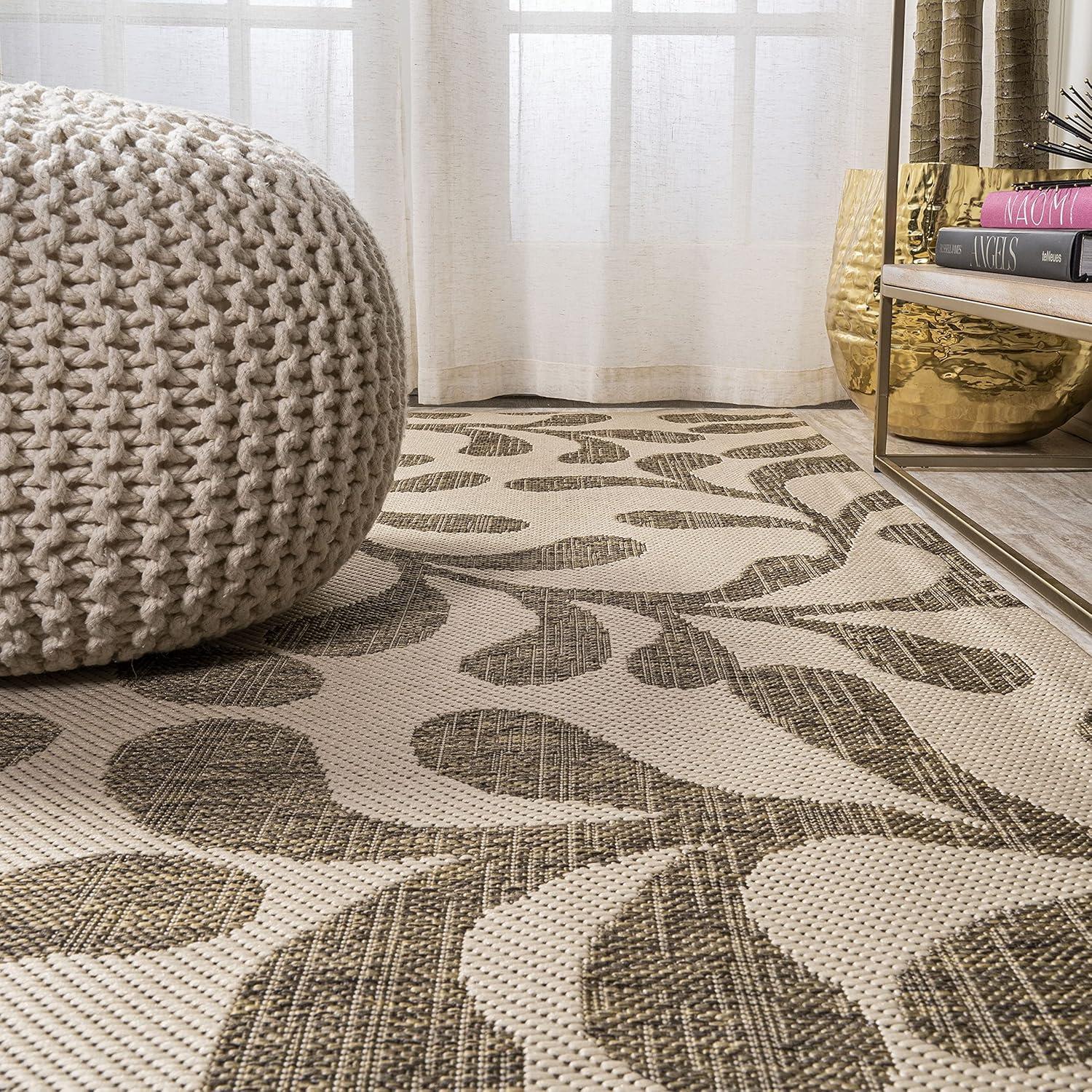 8'x10' Vine All Over Indoor/Outdoor Area Rug, Brown/Beige - JONATHAN Y