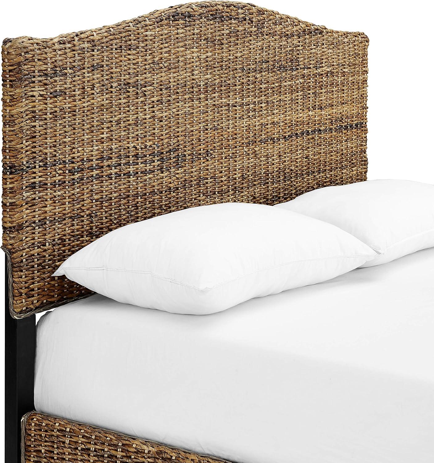 Queen Serena Bed Banana Leaf - Crosley: Coastal Style Plywood & Wood Frame, Curved Headboard Design