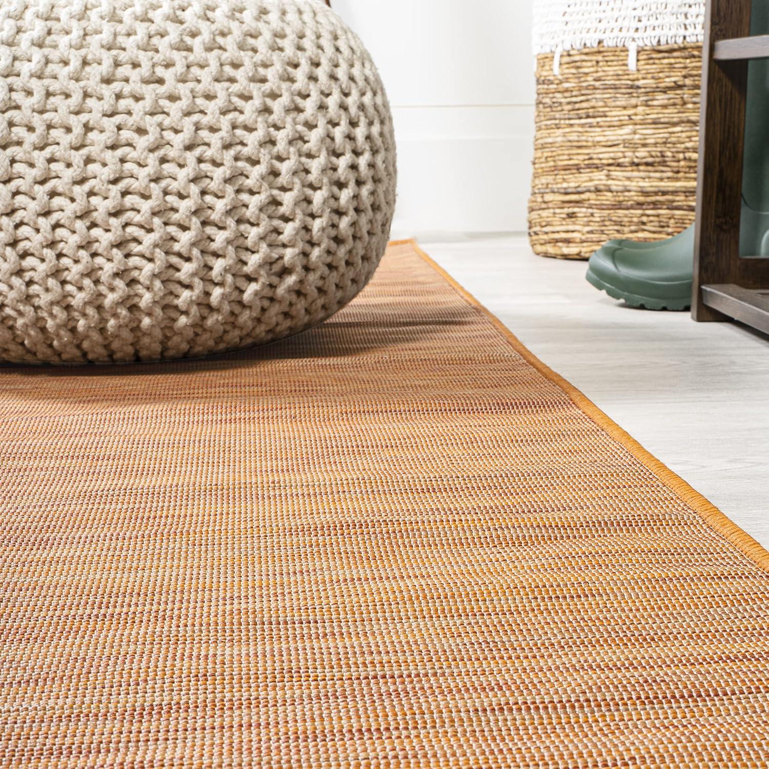 8'x10' Ethan Modern Flatweave Solid  Area Rug, Orange - JONATHAN Y