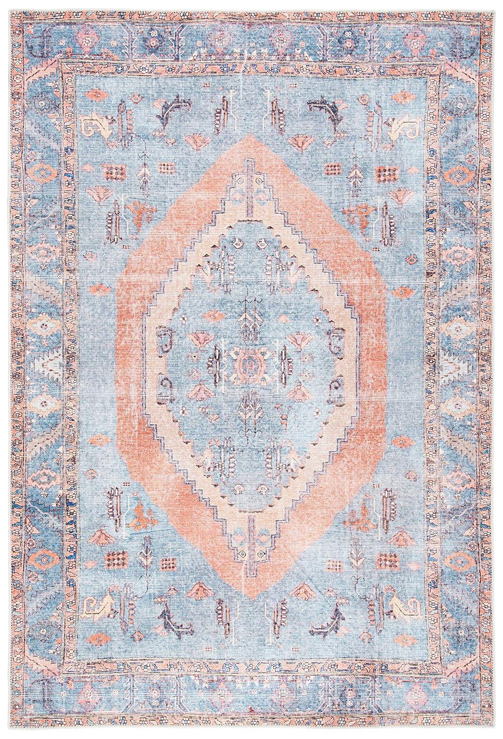 Serapi SEP356 Power Loomed Machine Washable Skid-Resistant Indoor Area Rug - Light Blue/Beige - 5'3"x7'7" - Safavieh