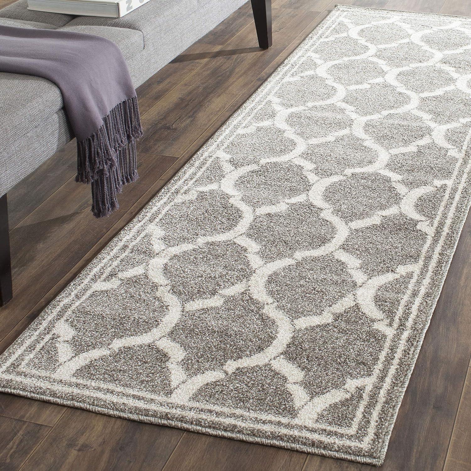 Amherst AMT415 Power Loomed Indoor Runner Rug - Dark Grey/Beige - 2'3"x9' - Safavieh