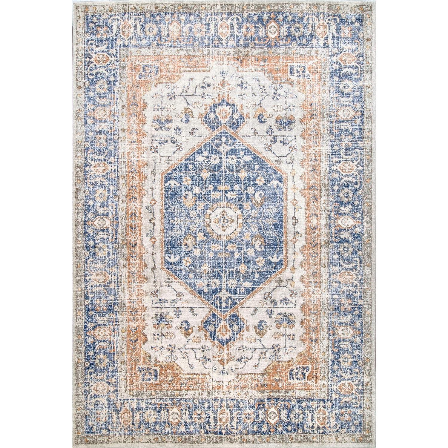 Nuloom Jacquie Oriental/Persian 8x11 Indoor Area Rug for Living Room Bedroom Dining Room Kitchen, Blue/Ivory