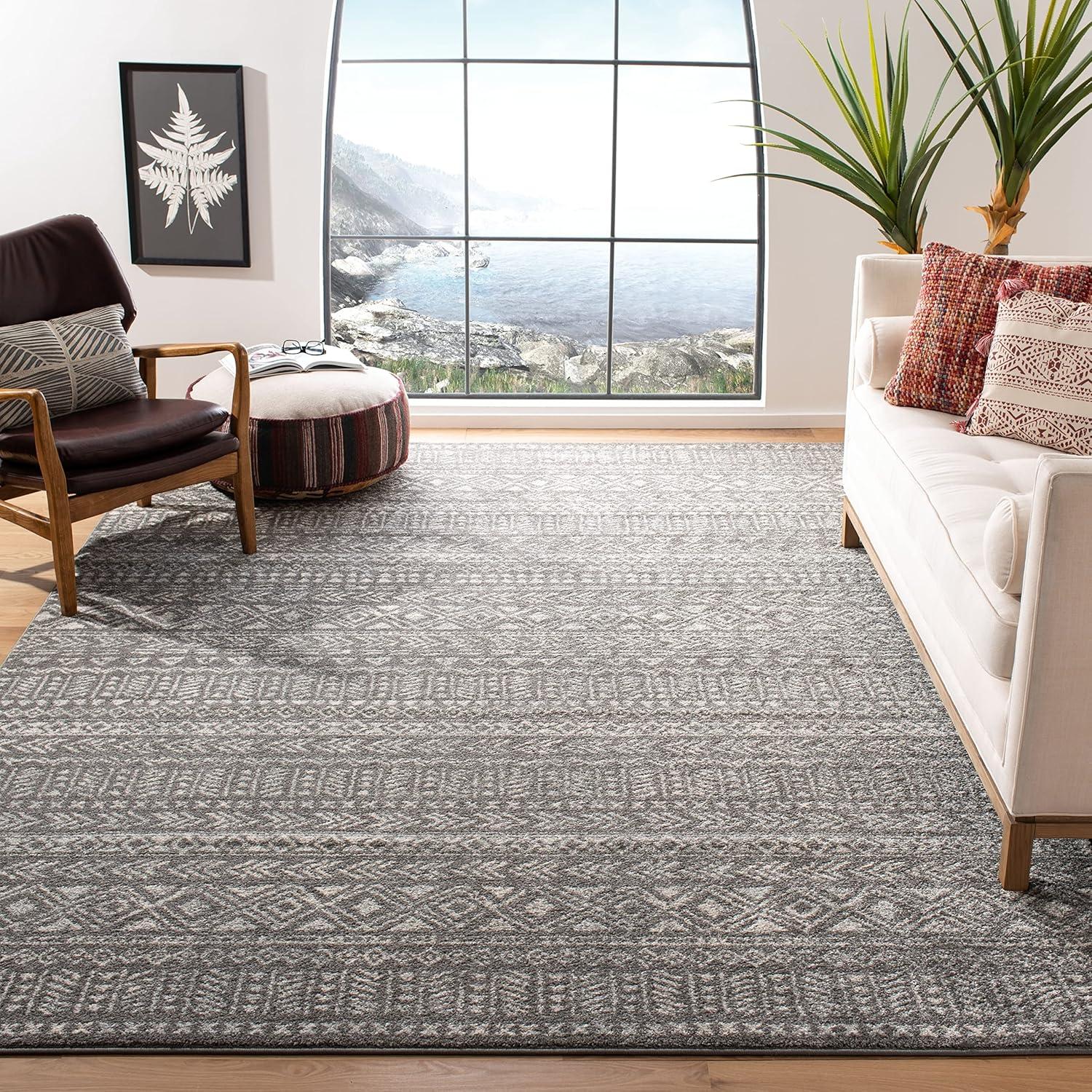 Tulum TUL263 Power Loomed Indoor Accent Rug - Dark Grey/Ivory - 3'x5' - Safavieh