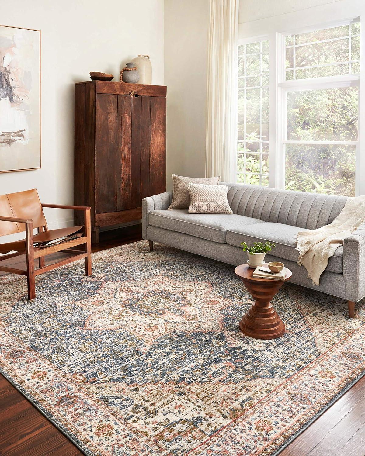 Loloi II Saban SAB-02 Oriental Blue / Spice Area Rug 3'-9" x 5'-9"