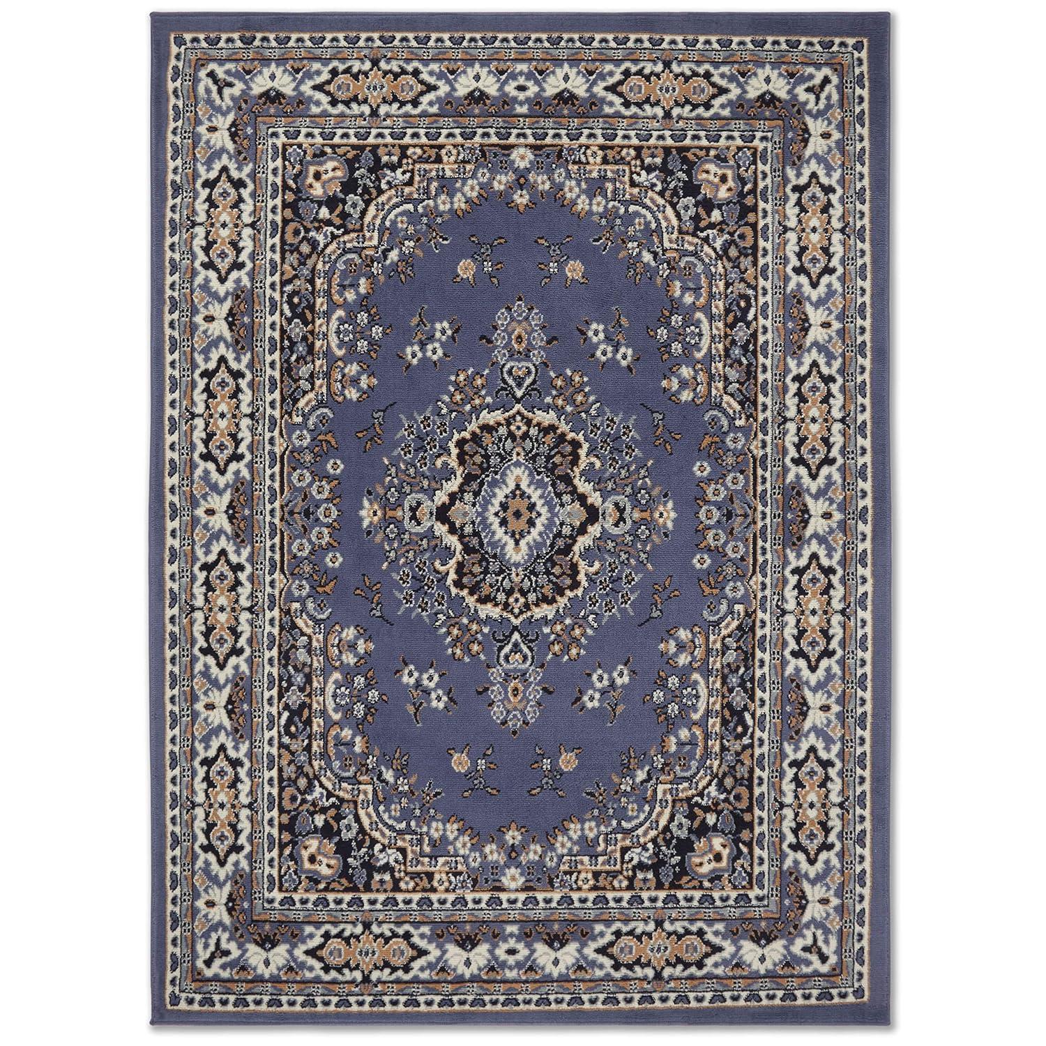Home Dynamix Premium Sakarya Traditional Medallion Area Rug, Country Blue/Brown, 7'8"x10'7"