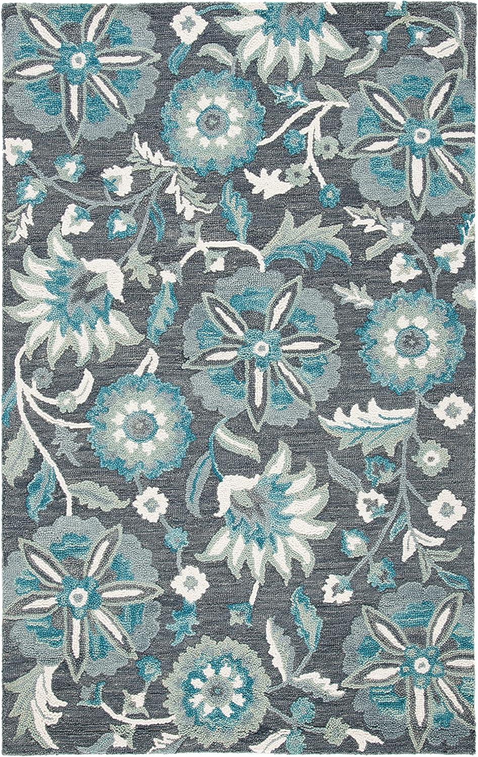Blossom BLM175 Hand Tufted Area Rug - Rust/Blue - 5'x8' - Safavieh..