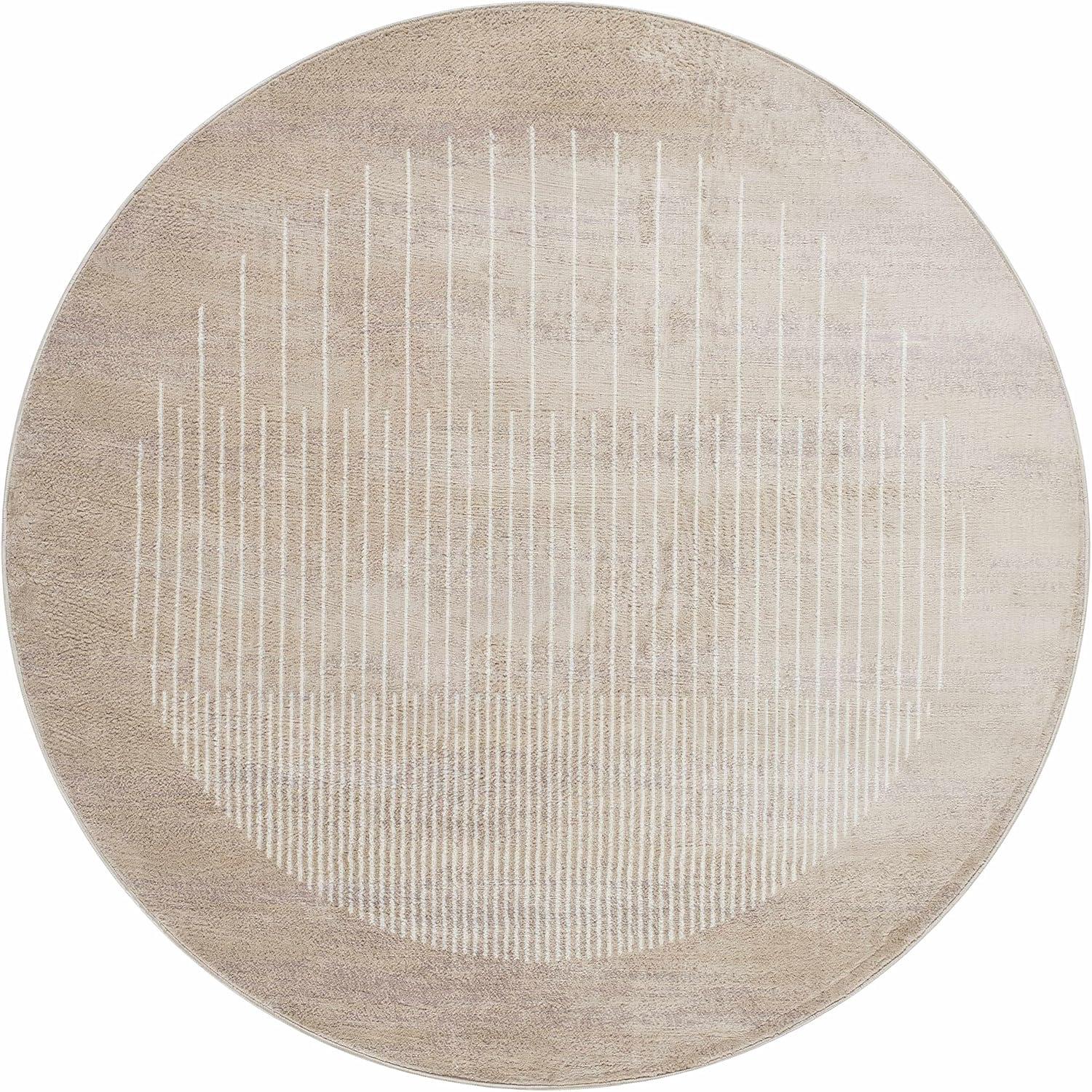 BoutiqueRugs Yoad Modern Abstract Geometric Brown Area Rug - Minimalist Contemporary Brown and Beige Striped Rug for Living Room, Bedroom, Dining Room - Tan, Cream, Brown - 5'3" x 7'1"