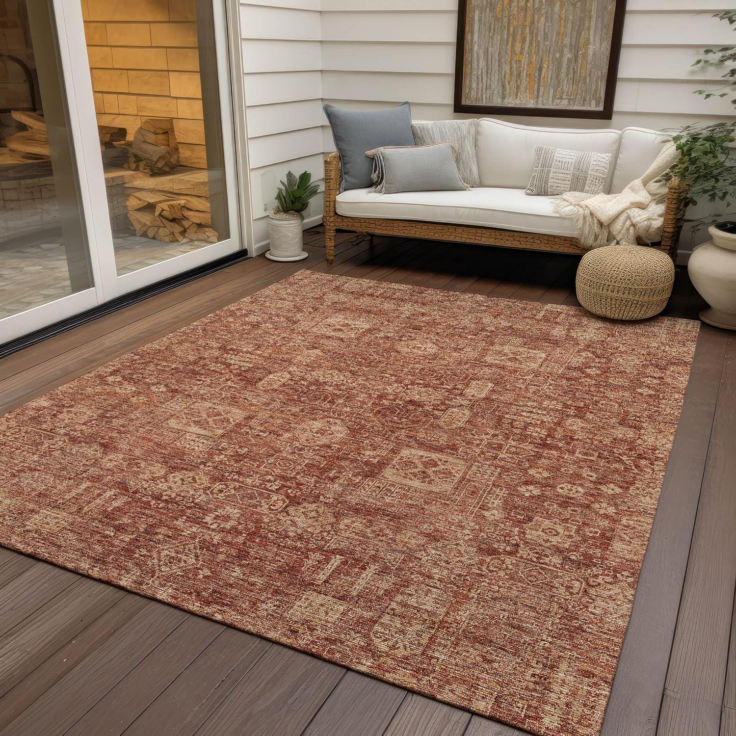 Paprika Flat Woven Synthetic Rectangular Area Rug 3' x 5'