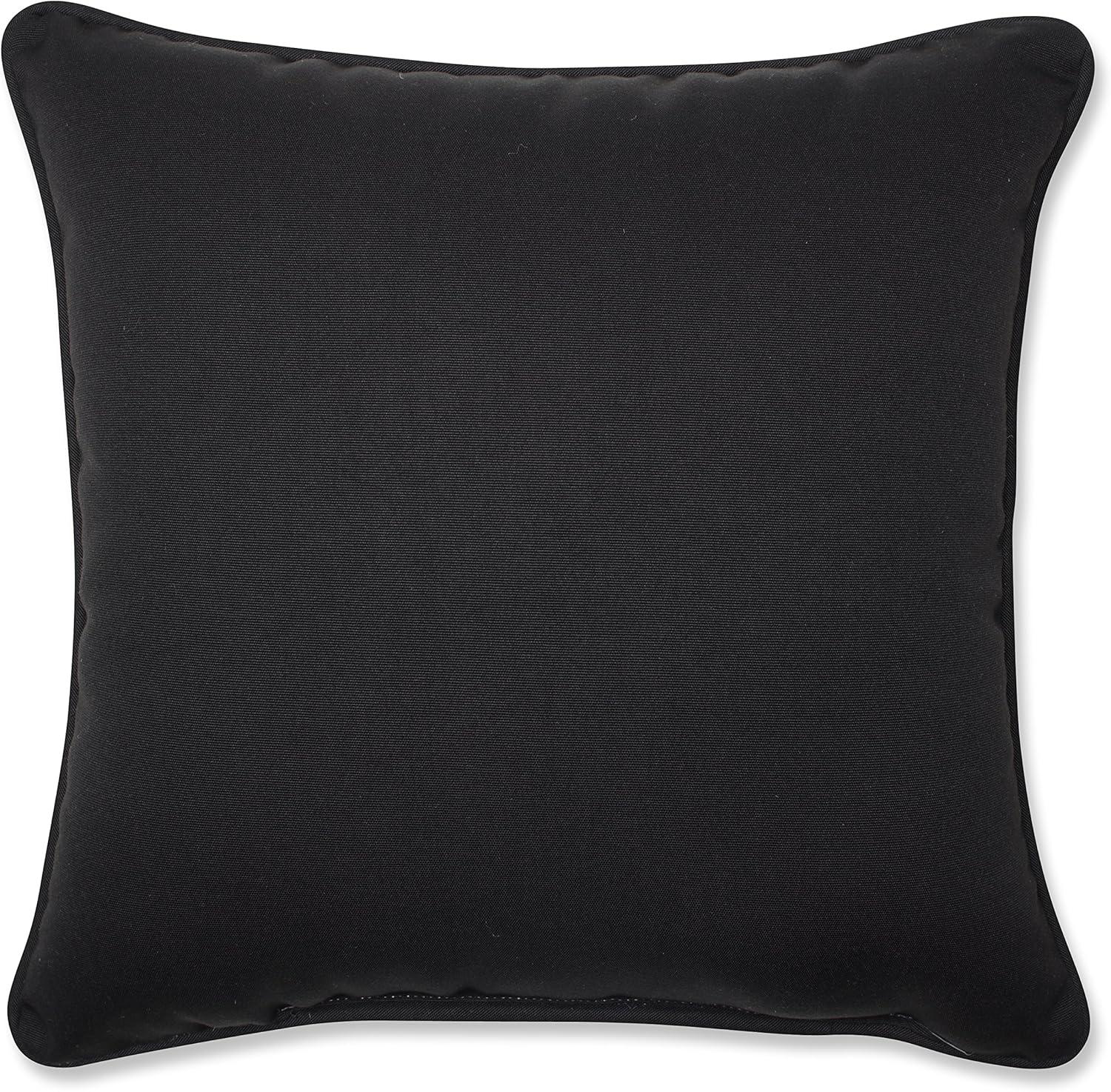 Black and White Embroidered Square Outdoor Pillow