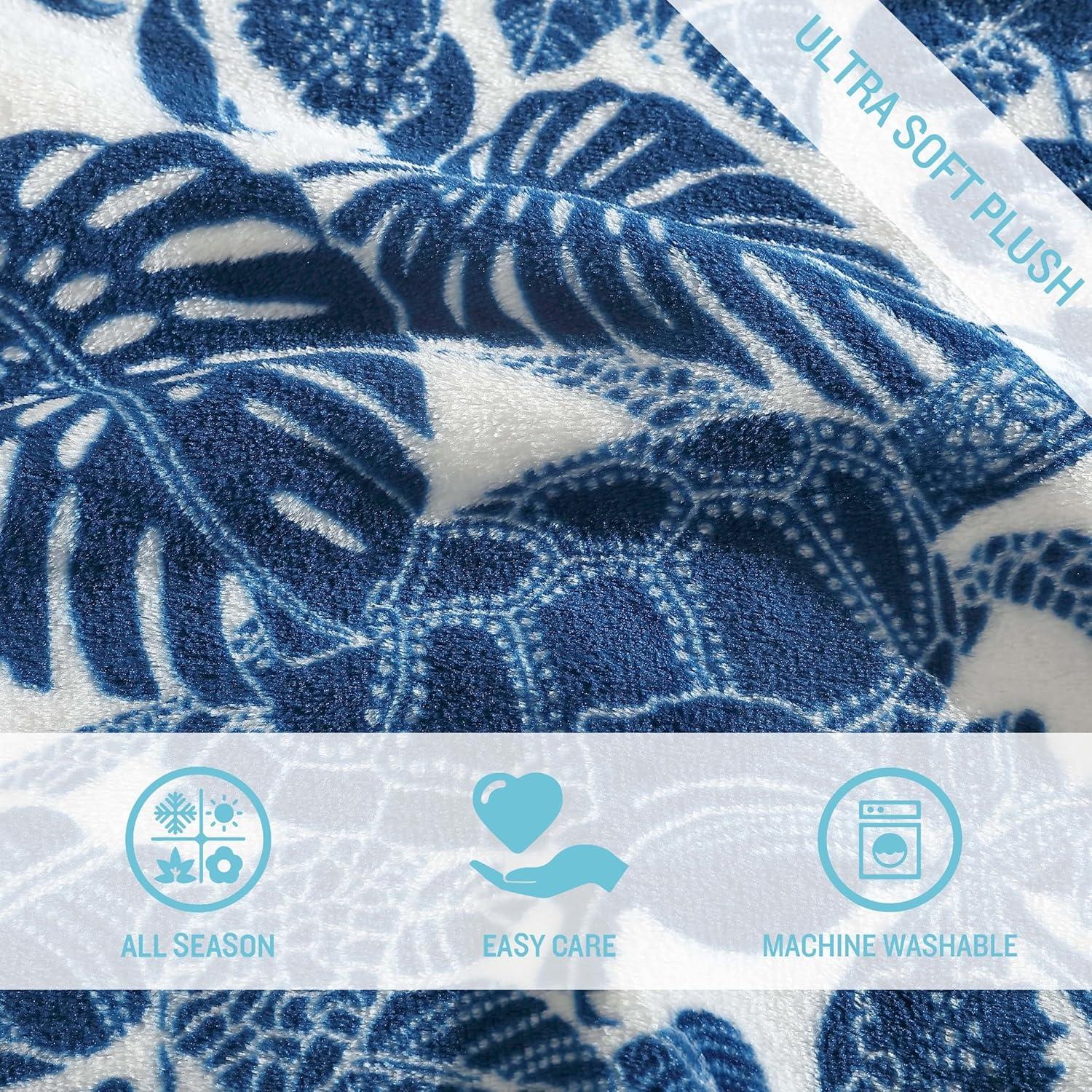 Tommy Bahama Home Wallpaper Leaves Plain Weave / Muslin Throw Blanket