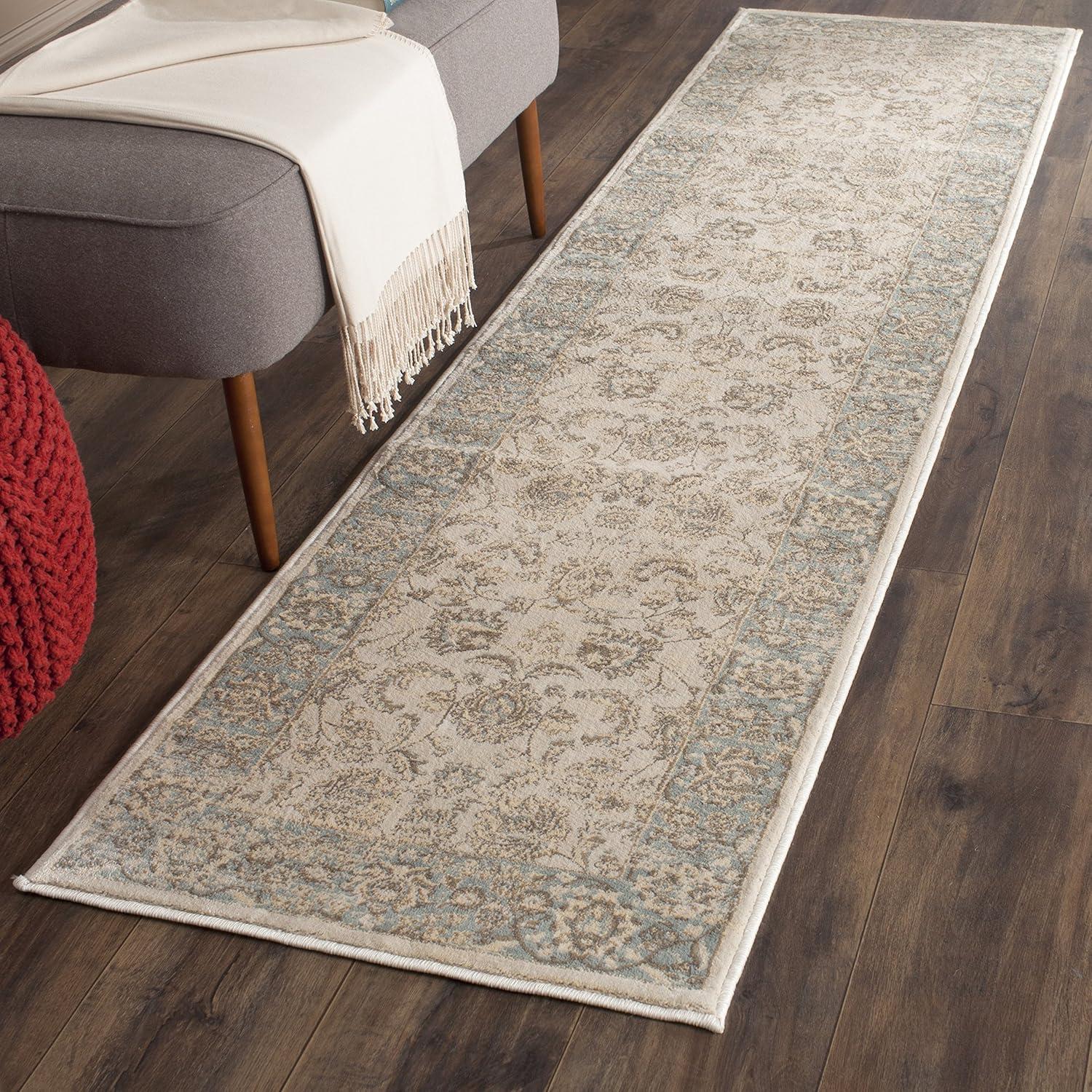 SAFAVIEH Vintage Roseann Traditional Runner Rug, Ivory/Light Blue, 2'2" x 8'