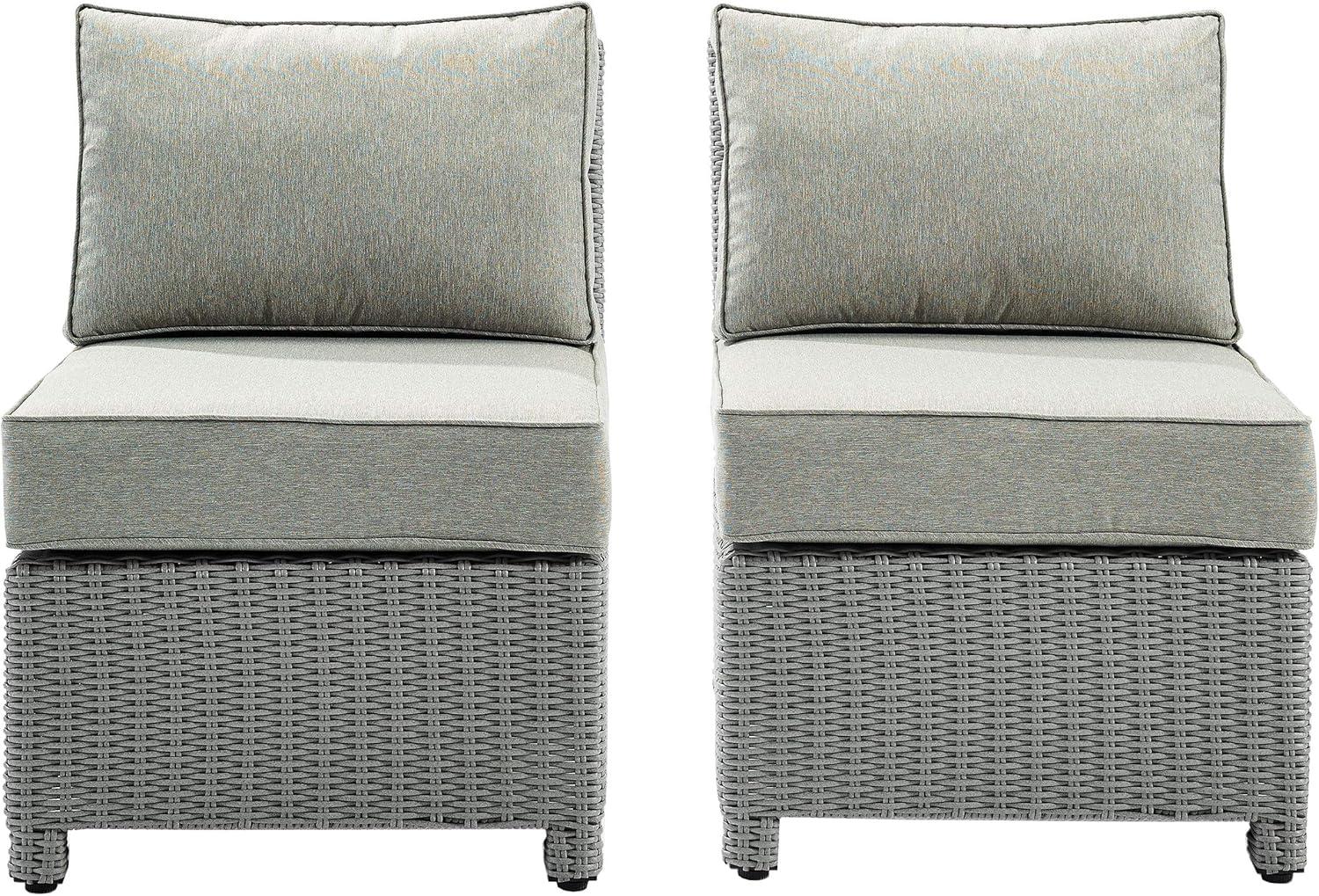 Crosley Bradenton Wicker Patio Armless Chair in Gray (Set of 2)