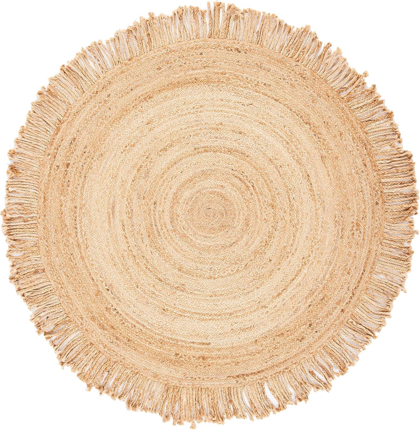 Handwoven Natural Jute 5' Round Braided Area Rug