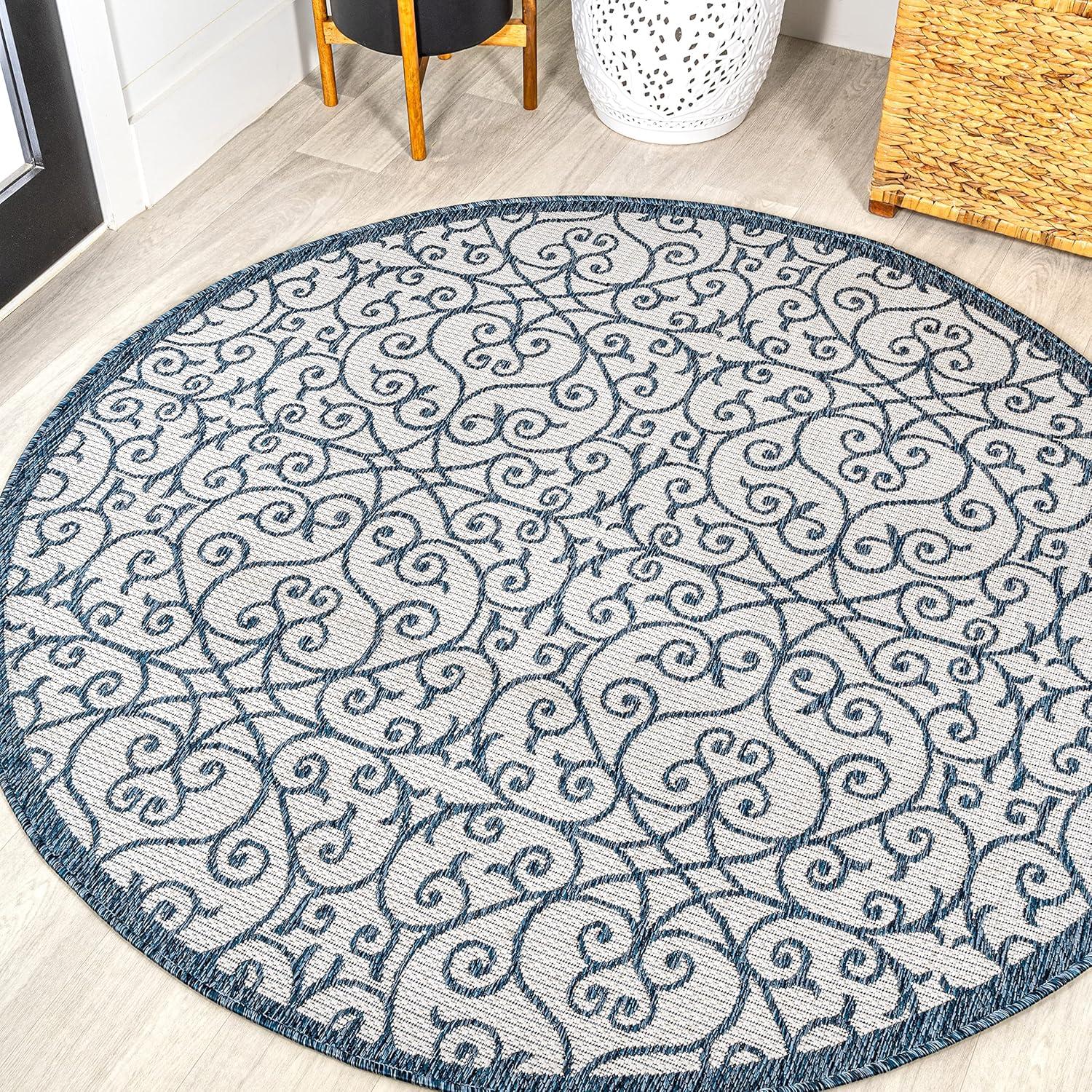 Madrid Vintage Filigree Textured Weave Indoor/Outdoor Area Rug - JONATHAN Y