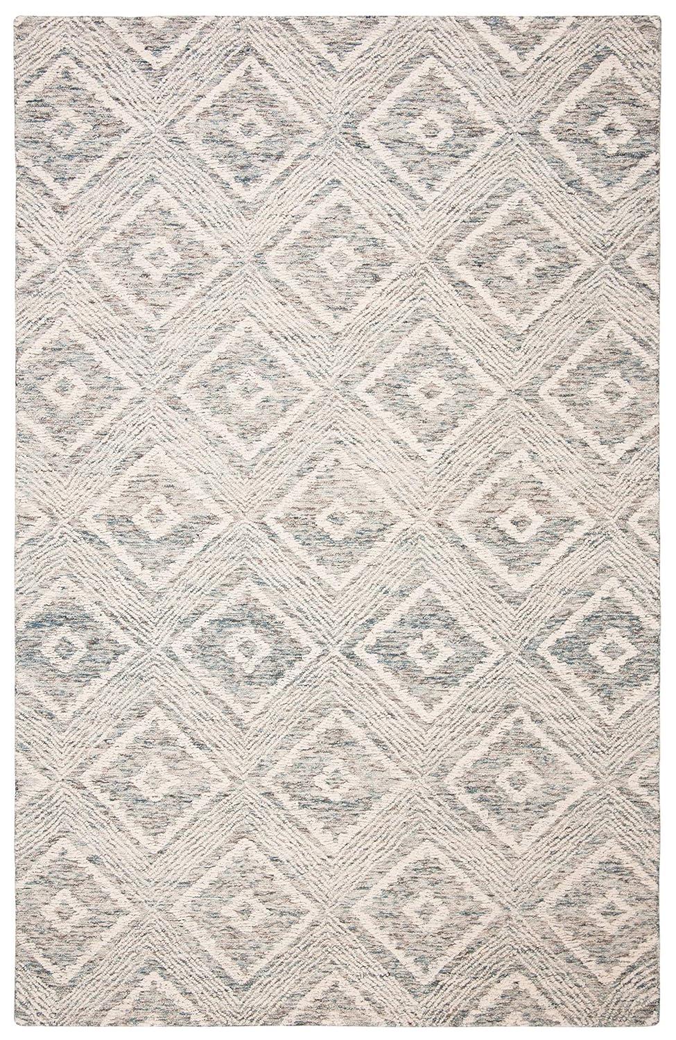 Abstract ABT347 Hand Tufted Area Rug - Ivory/Denim - 4'x6' - Safavieh .