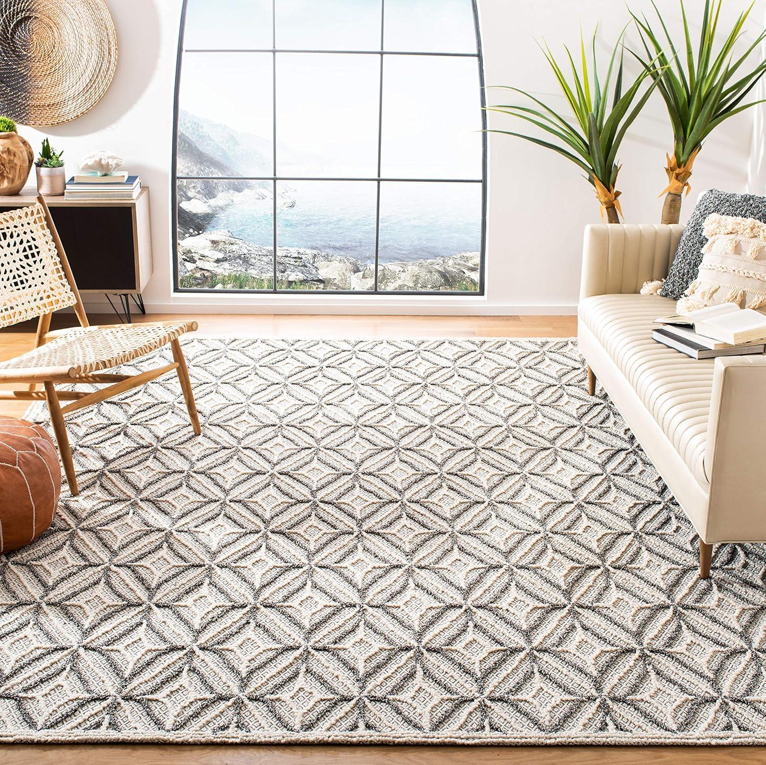 Trace TRC212 Hand Tufted Area Rug - Grey/Black - 6'x6' - Safavieh.