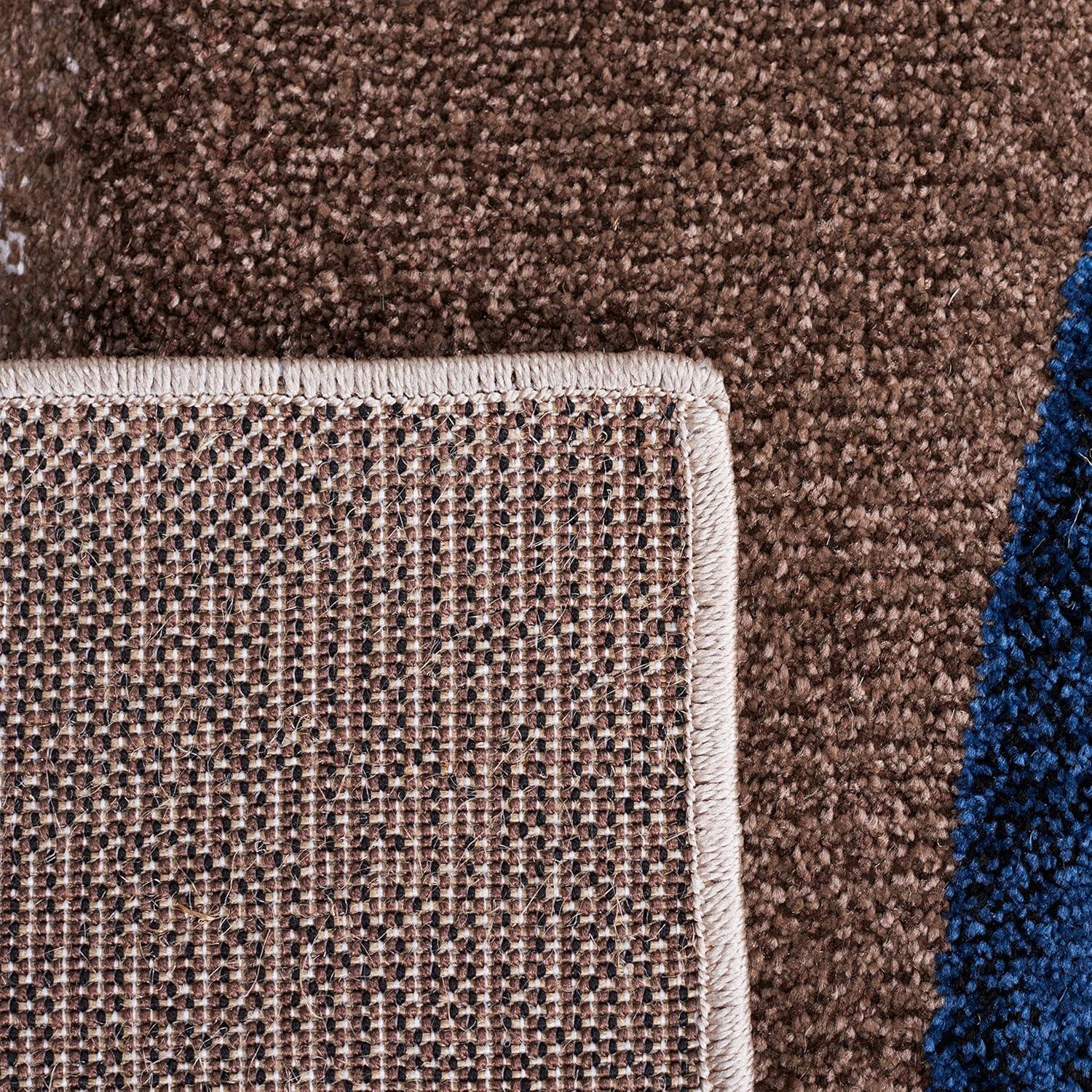 Hollywood HLW766 Machine Made Area Rug - 6'7"x9' - Beige/Blue - Safavieh