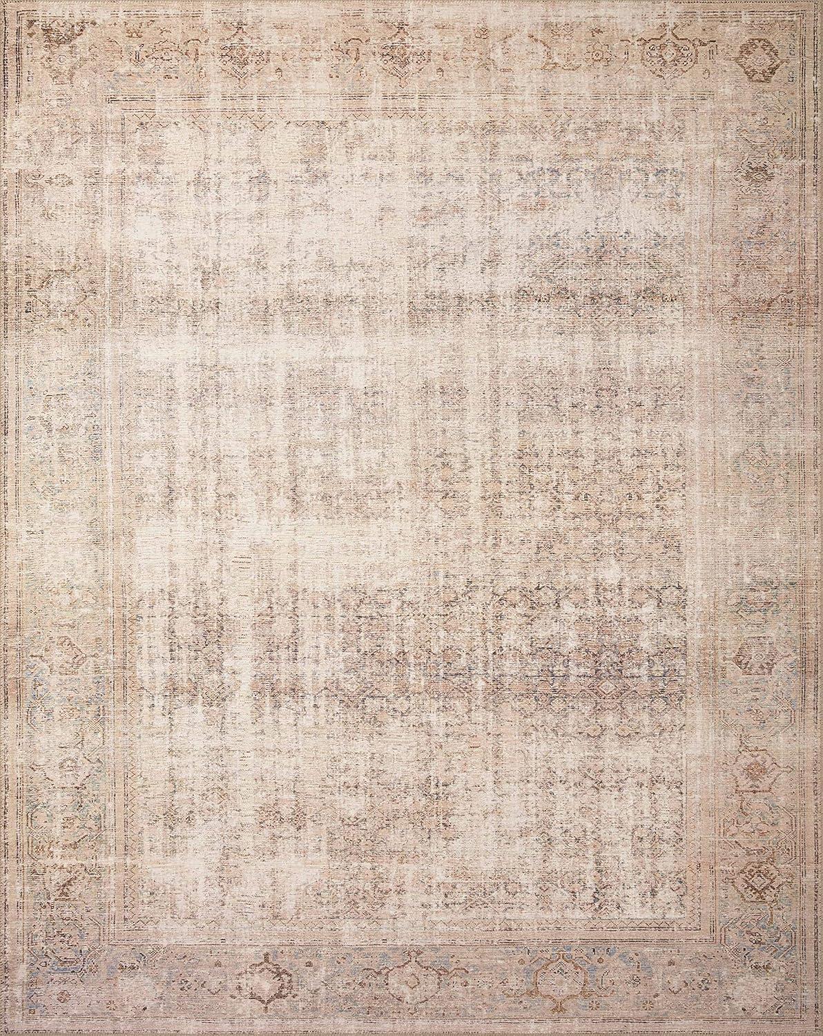 Ivory Oceanic Vintage Rectangular Synthetic Area Rug