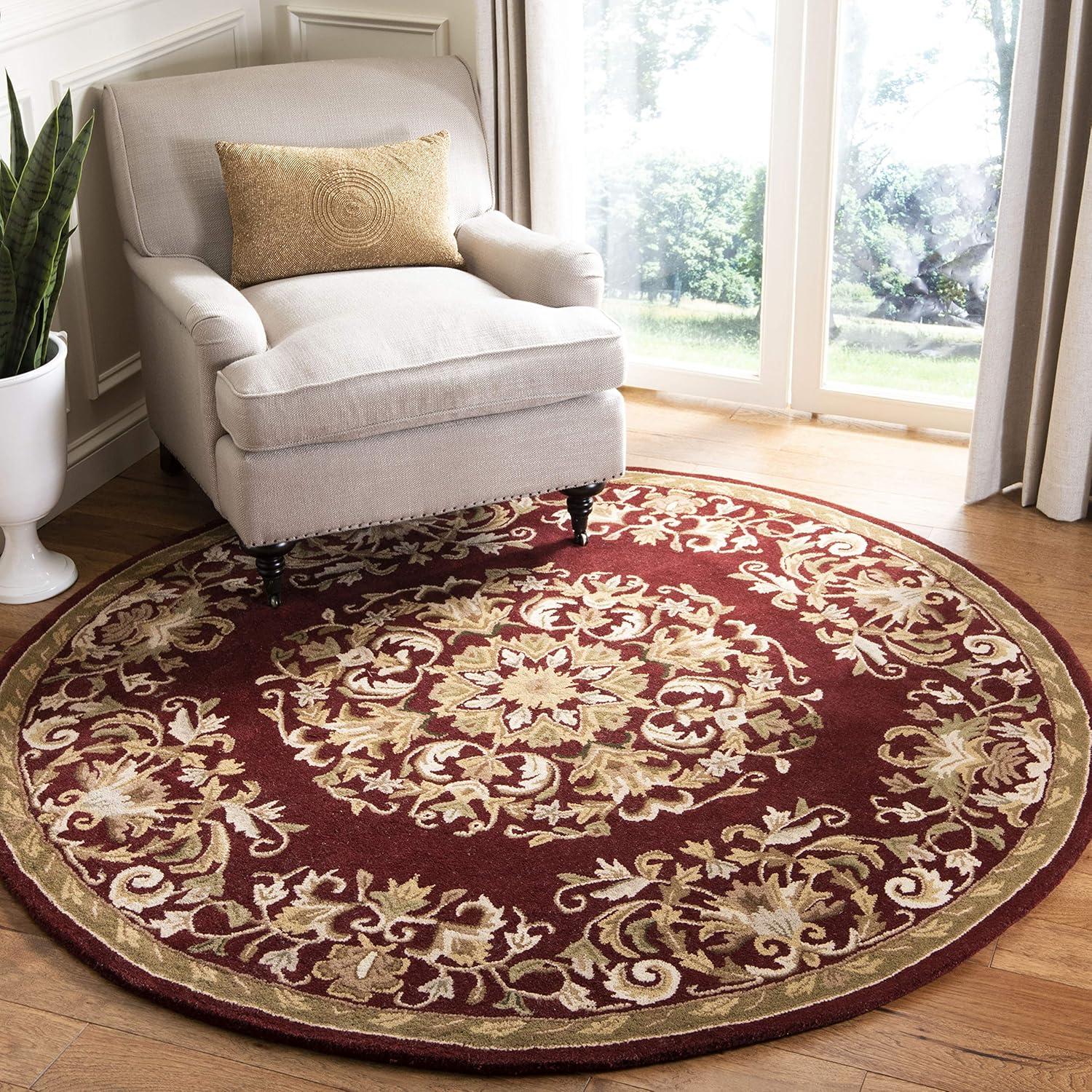 Heritage HG640 Handmade Area Rug - 6' Round - Red - Safavieh