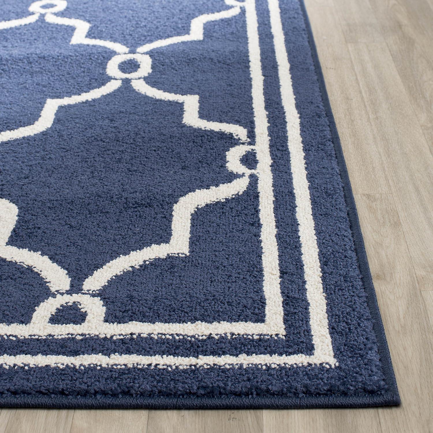 Amherst AMT414 Power Loomed Indoor Runner Rug - Navy/Beige - 2'3"x7' - Safavieh