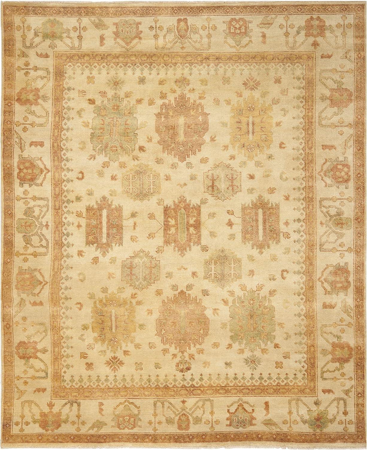 Traditional Rug - Oushak Wool Pile -Ivory/Ivory Style-A-Color:Ivory/Ivory,Design:Traditional,Shape:Large Rectangle,Size:12'L x 9'W