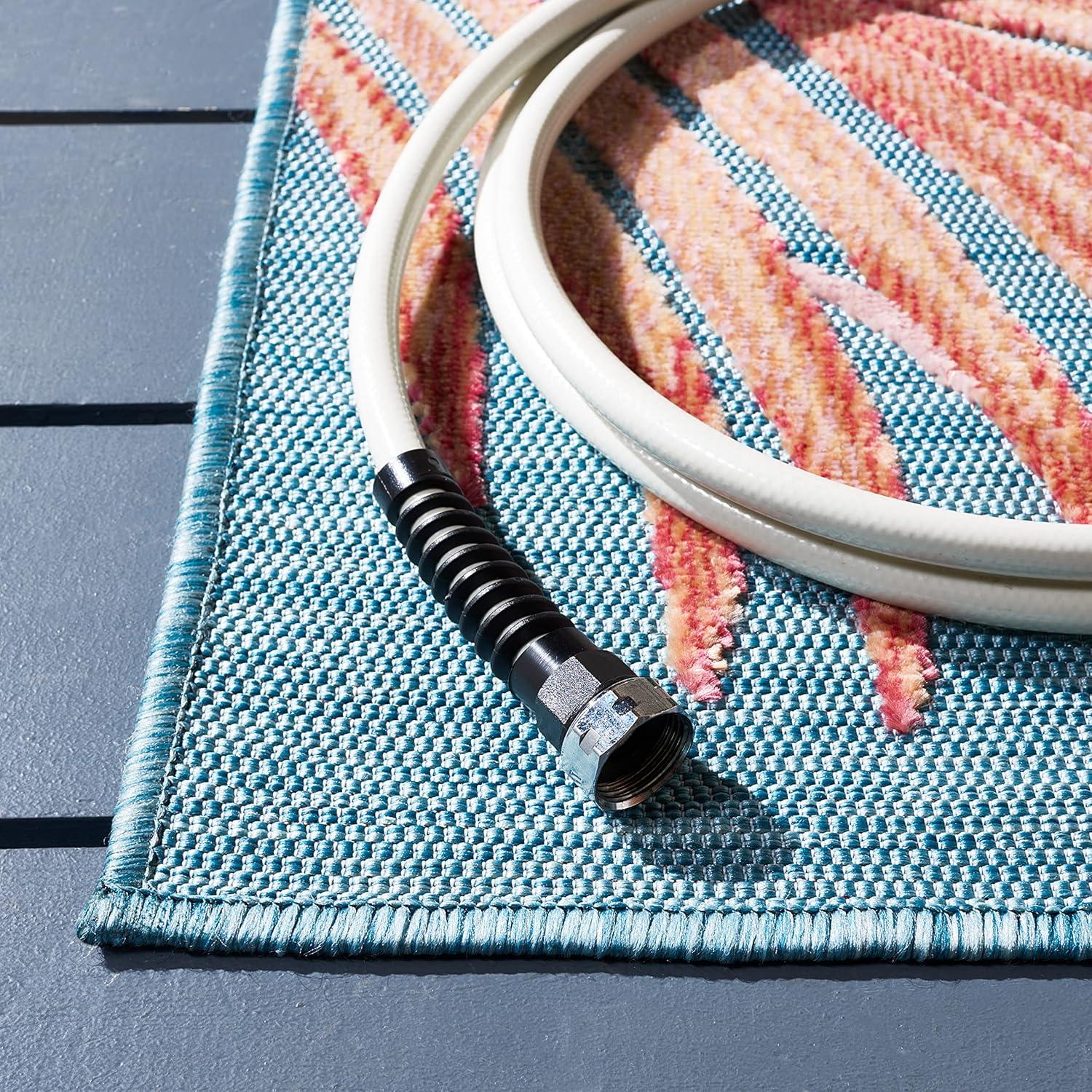 Cabana CBN458 Power Loomed UV Resistant Indoor/Outdoor Area Rug - Blue/Rust - 5'1"x7'6" - Safavieh
