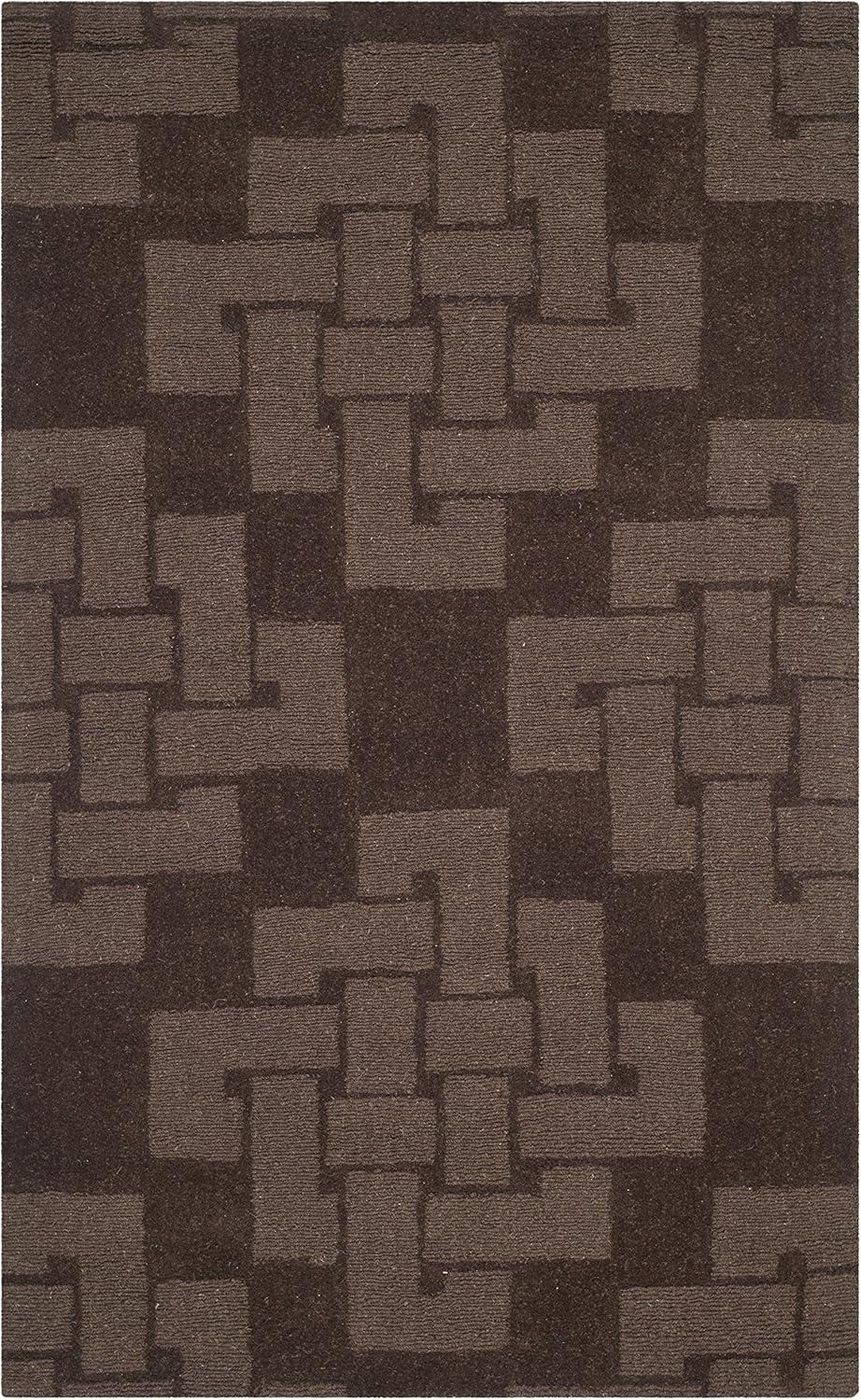 Handcrafted Chocolate Truffle Tufted Wool Rectangular Rug