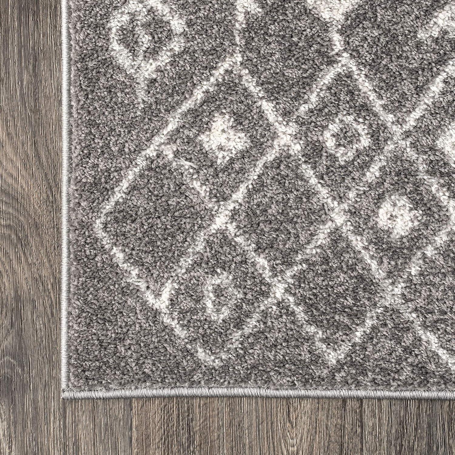 3'x5' Ziri Moroccan Geometric Area Rug, Grey/Cream - JONATHAN Y