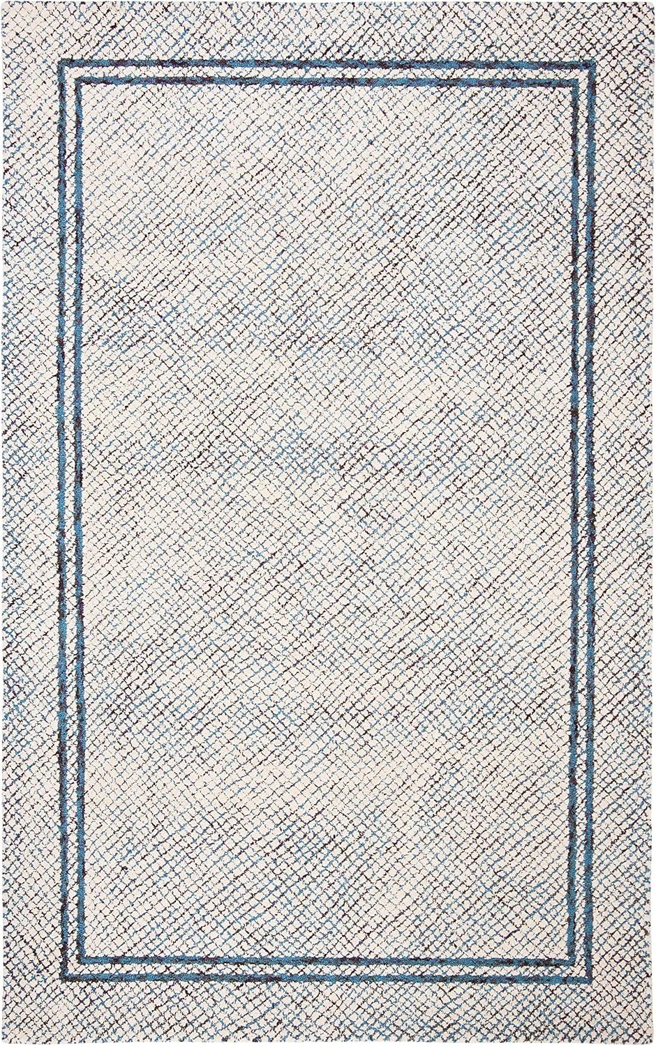 Abstract ABT341 Hand Tufted Area Rug - Ivory/Navy - 5'x8' - Safavieh .