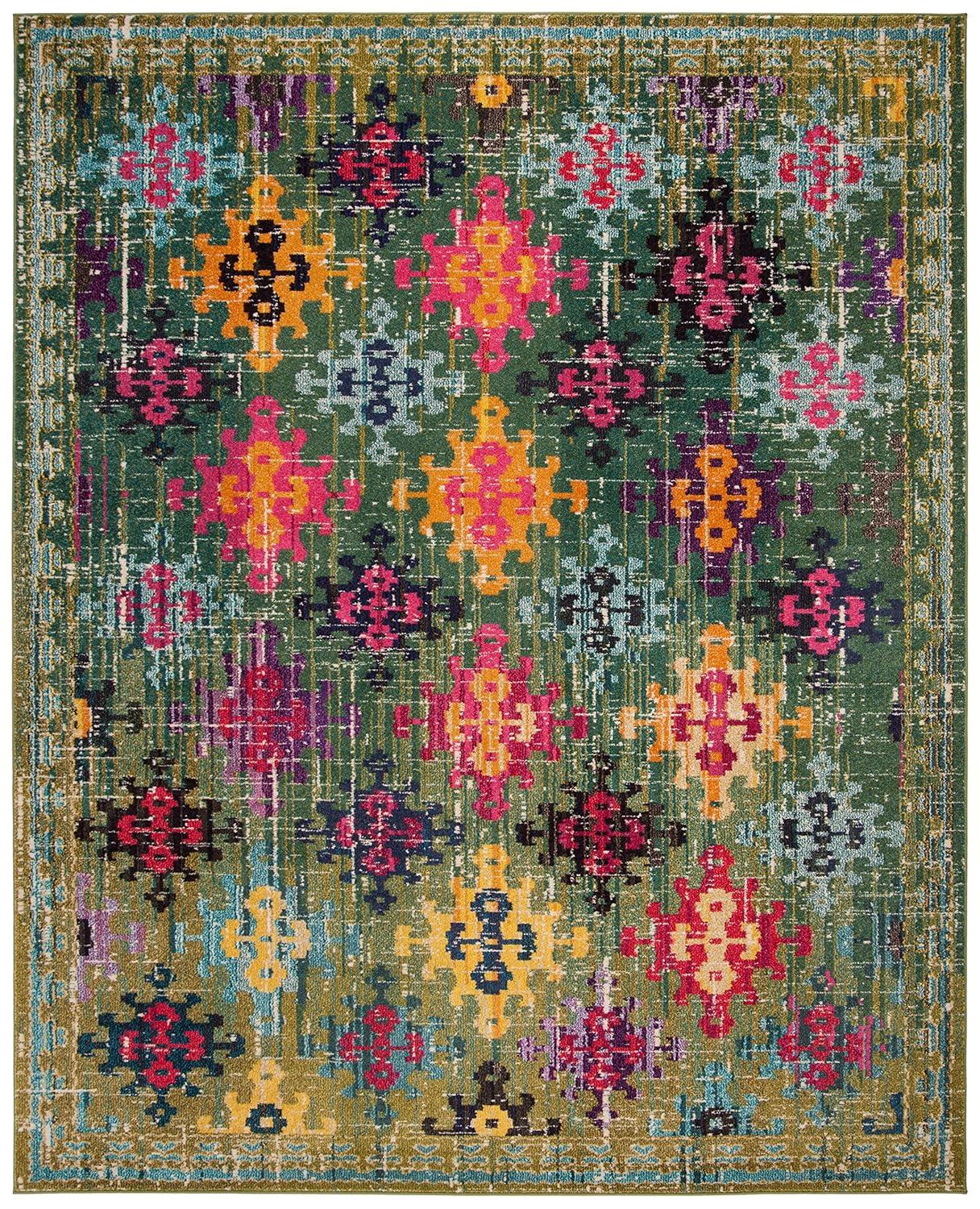 Monaco MNC244 Power Loomed Indoor Area Rug - Green/Multi - 8'x10' - Safavieh.