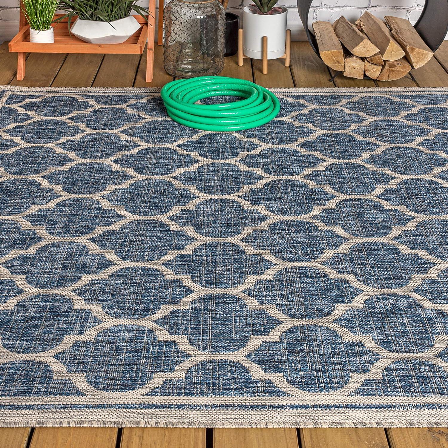 Trebol Moroccan Trellis Textured Weave Indoor/Outdoor Area Rug - JONATHAN Y