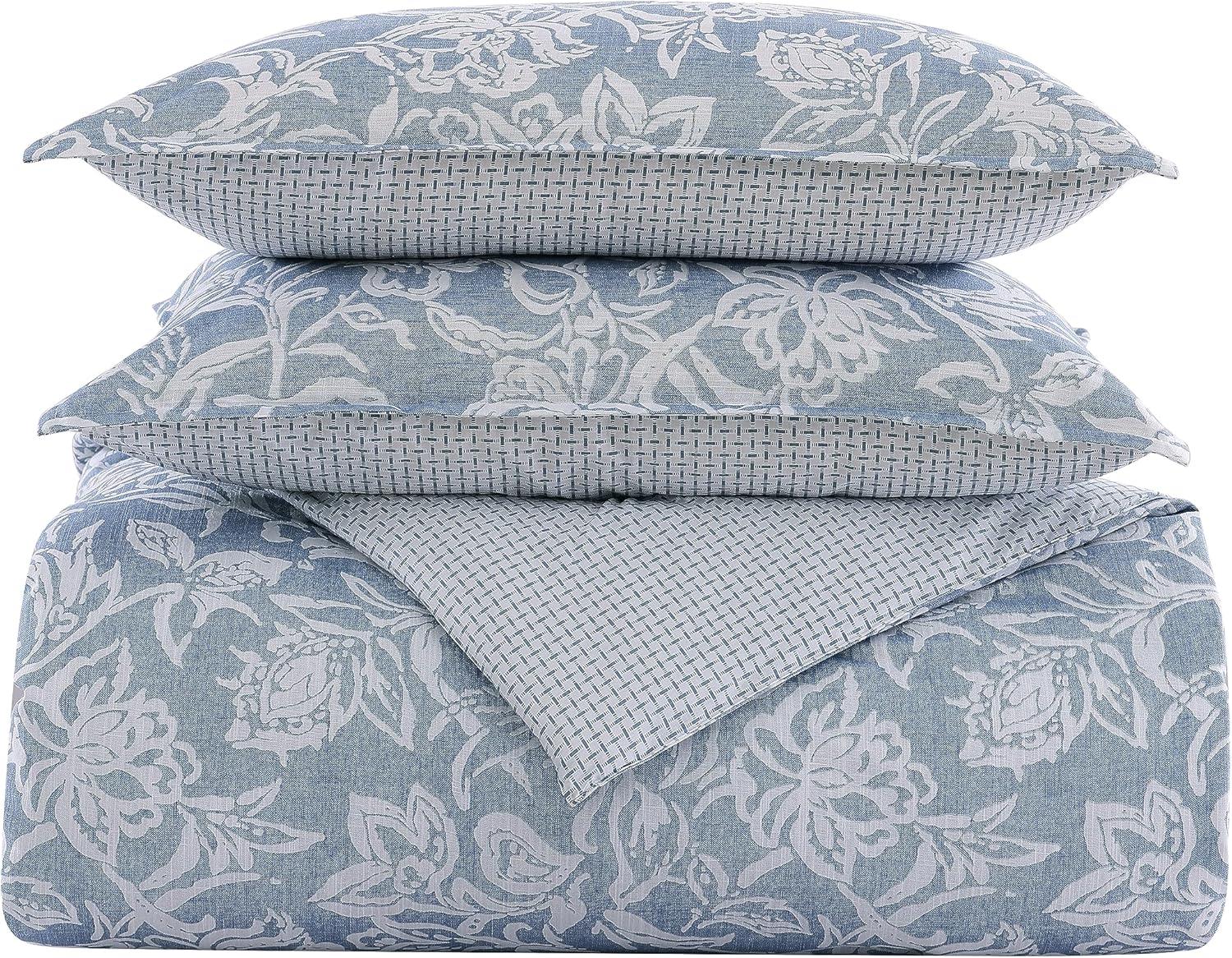 Twin Blue Mirage Cotton Reversible Comforter Set