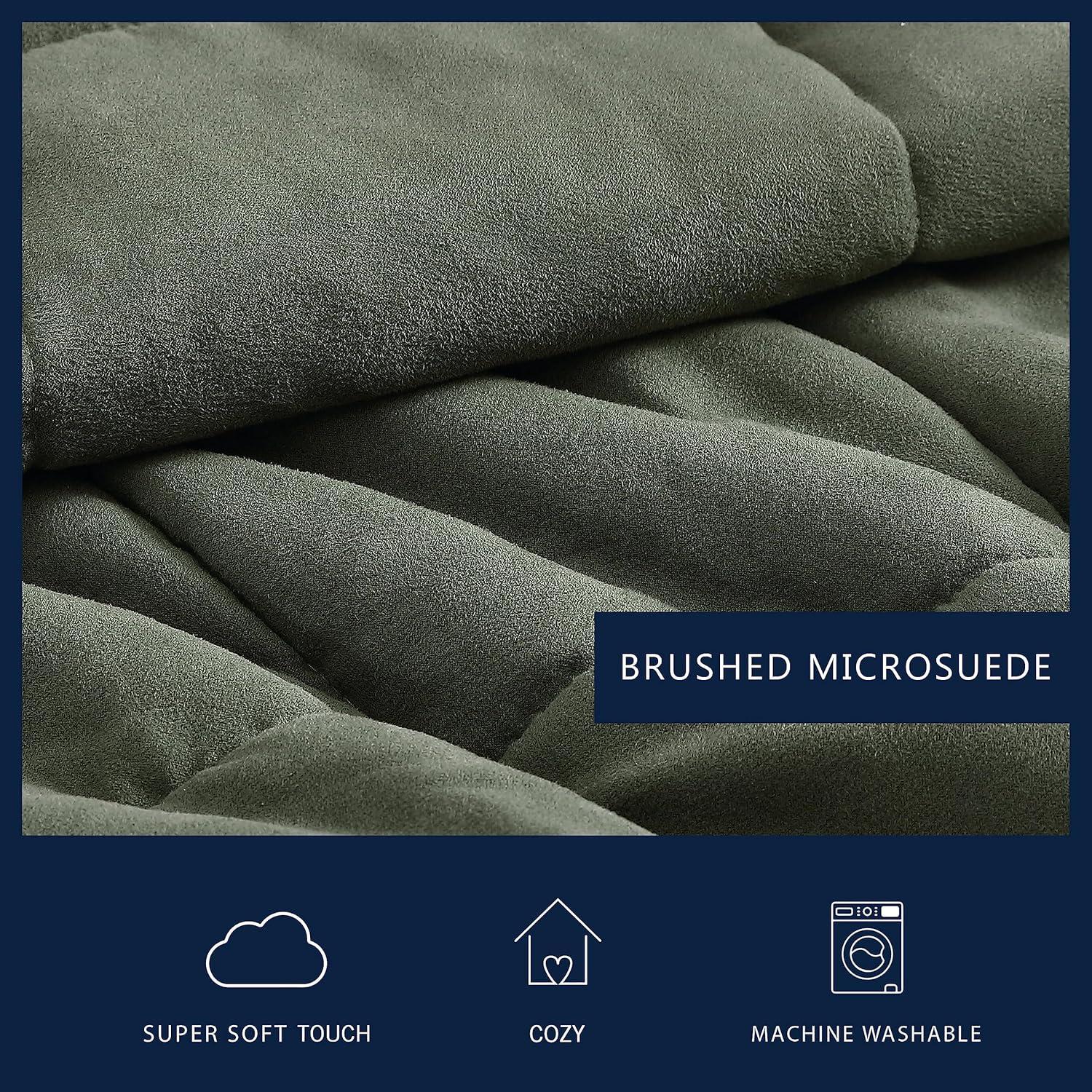 Nautica Beckett Microsuede/Sherpa Reversible Green Comforter Set