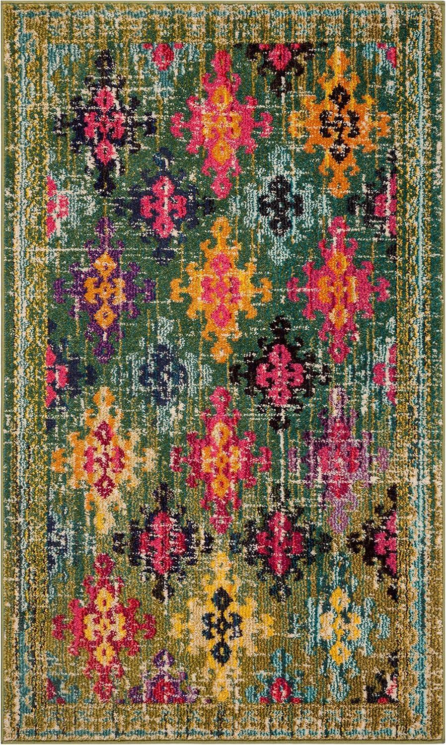Monaco MNC244 Power Loomed Indoor Accent Rug - Green/Multi - 3'x5' - Safavieh.